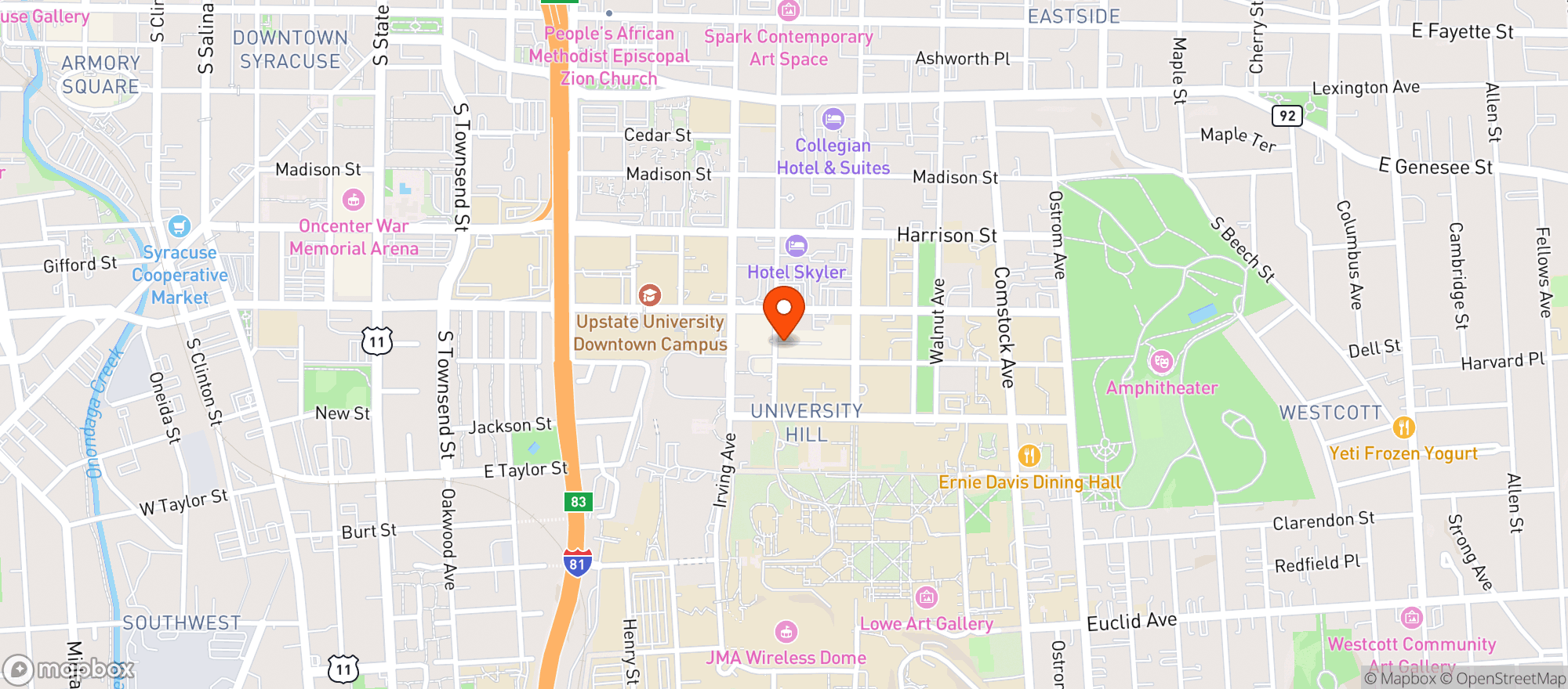 Map showing Orange Crate Brewing Co