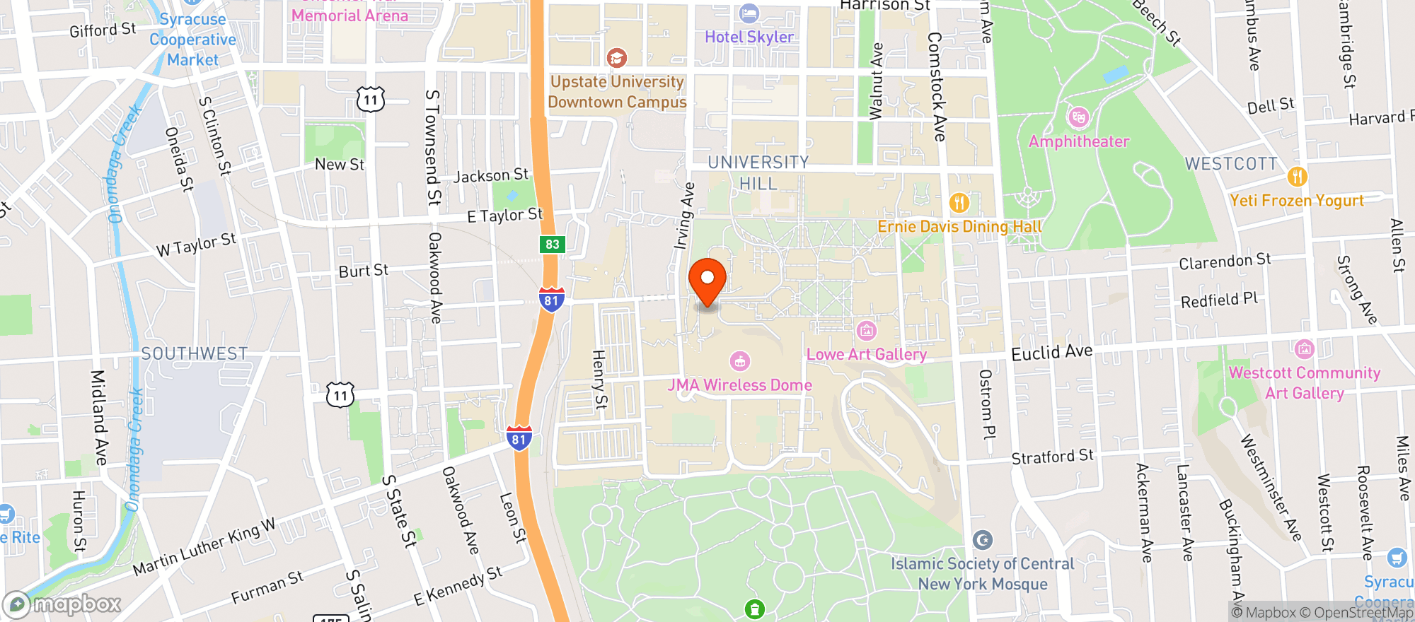 Map showing Falk College Of Sport And Human Dynamics