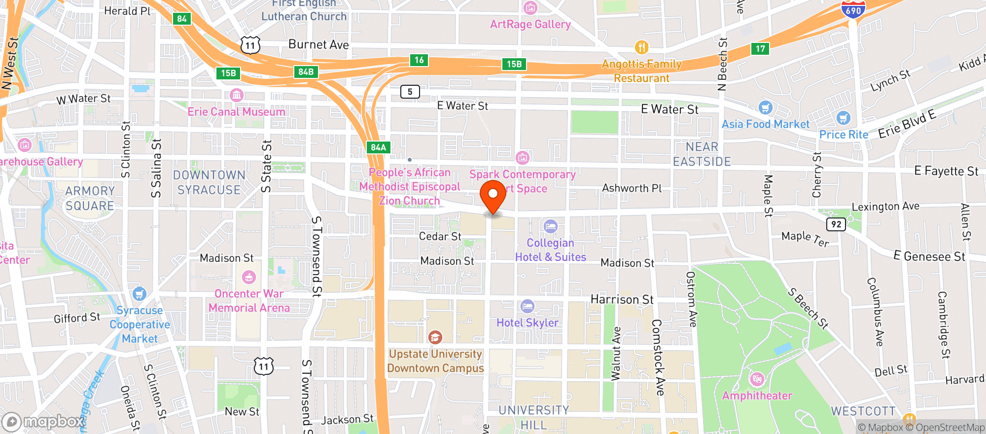 Map showing Phoebes Restaurant
