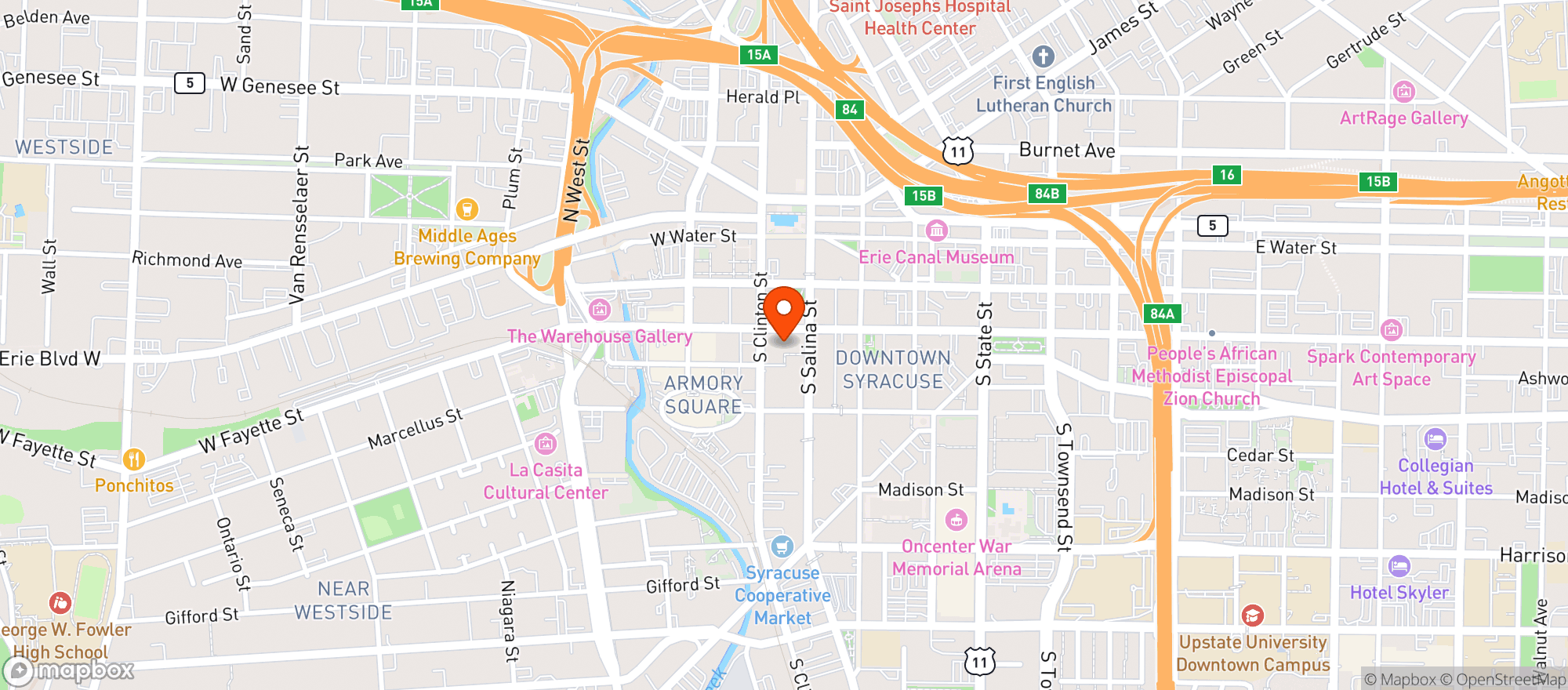 Map showing FUNK N WAFFLES