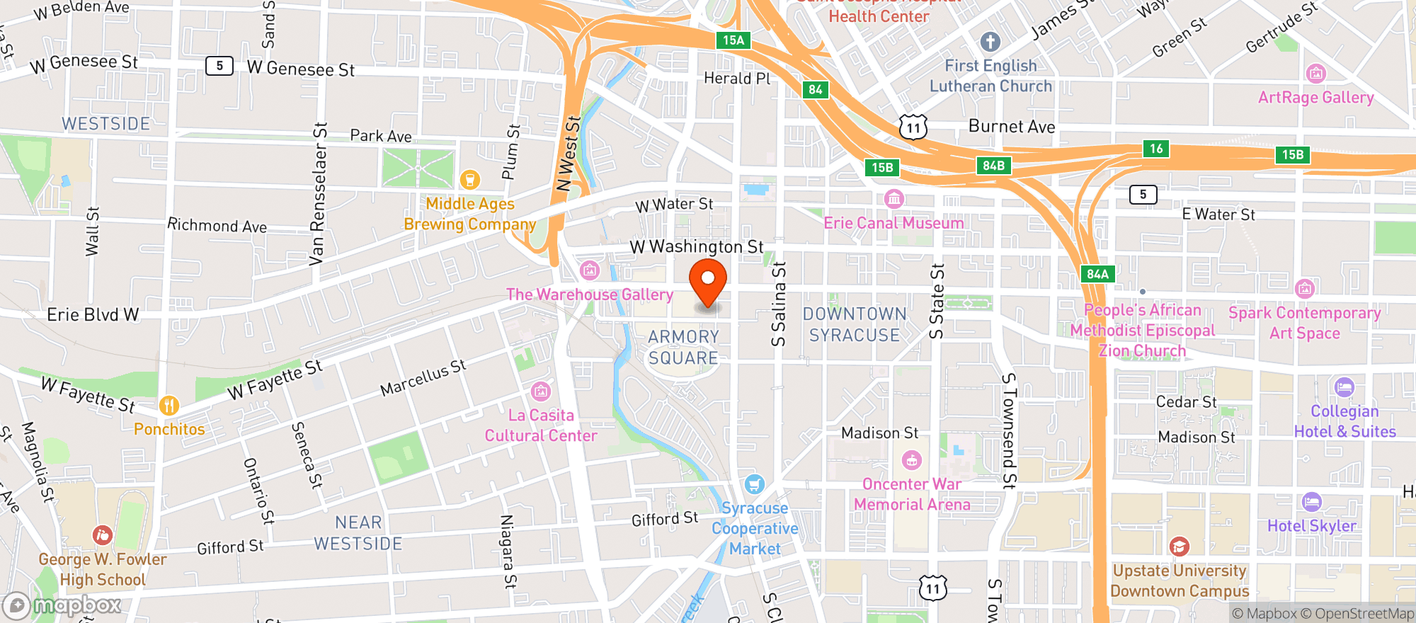 Map showing The Hops Spot - Syracuse