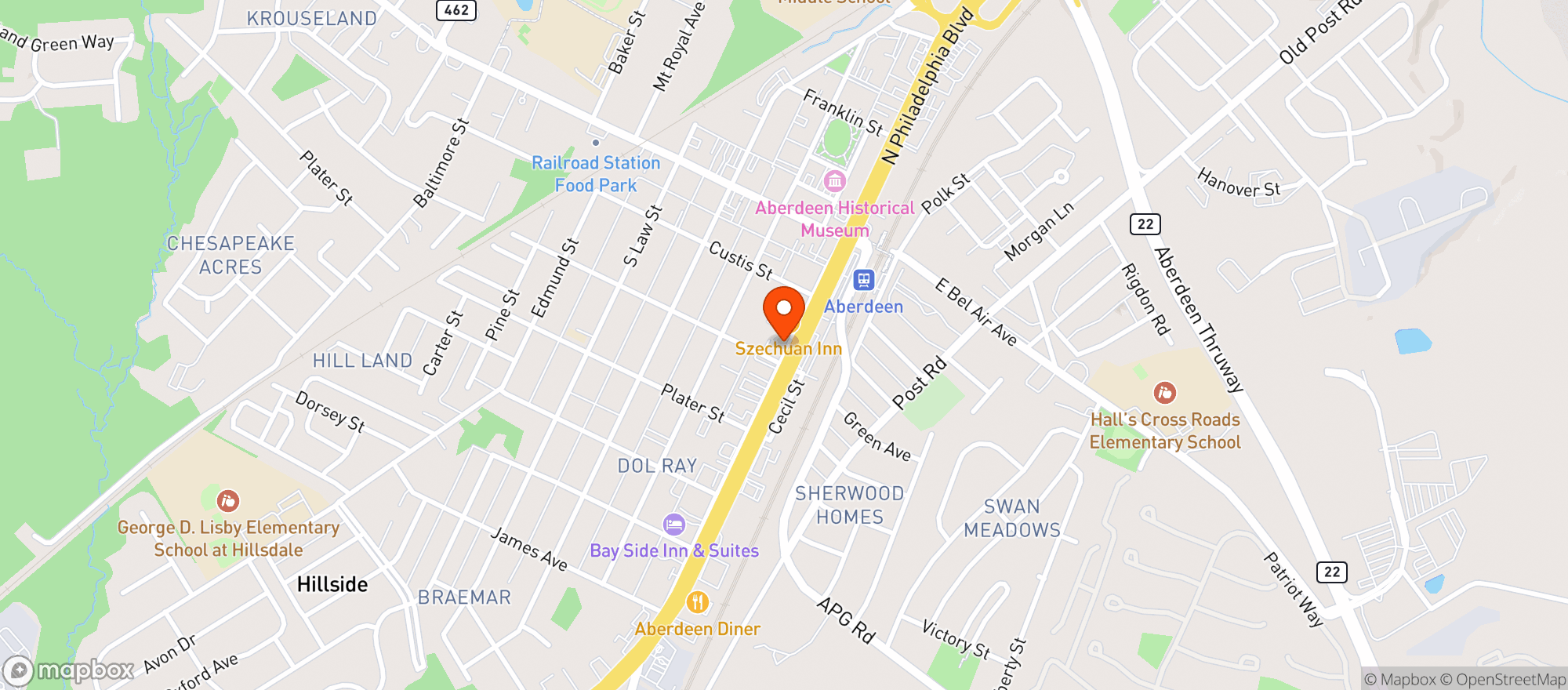 Map showing Aberdeen Liquors