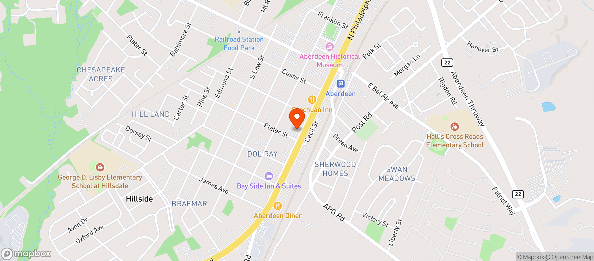 Map showing Ascend Wellness - Aberdeen