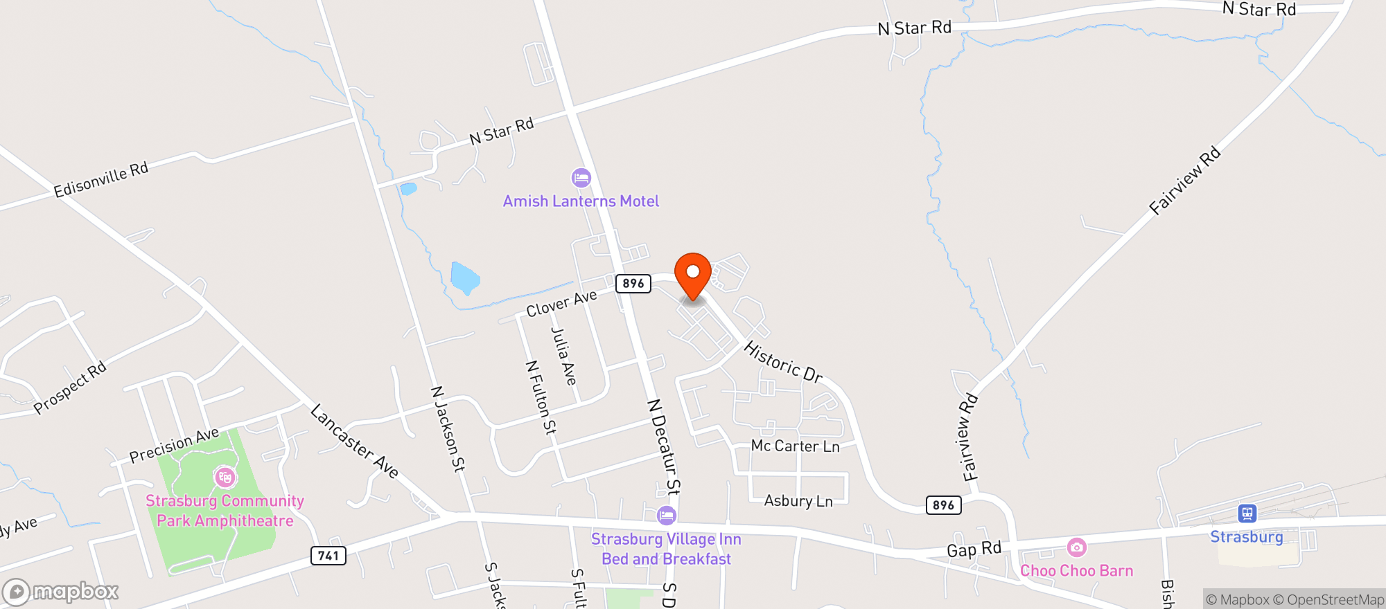 Map showing Strasburg Beer Mart