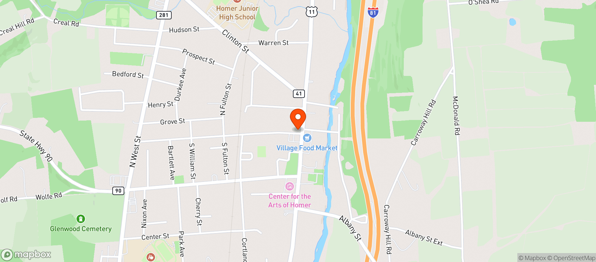 Map showing Dashers Corner Pub