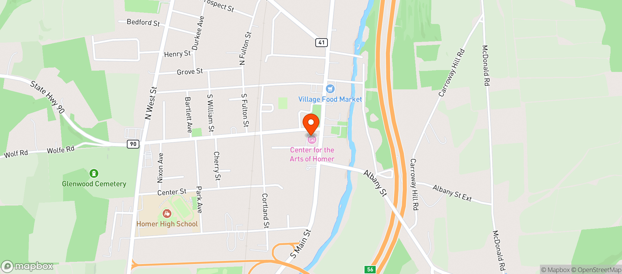 Map showing Center For The Arts Homer