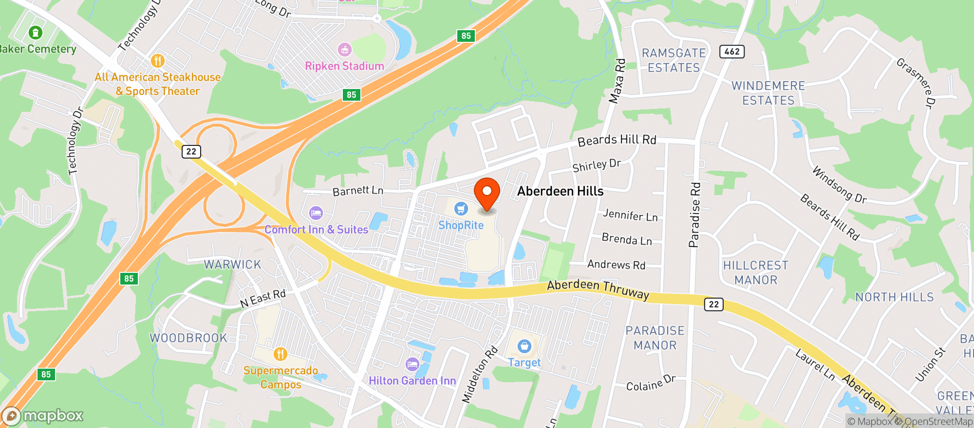Map showing Beards Hill Liquors (Beer)