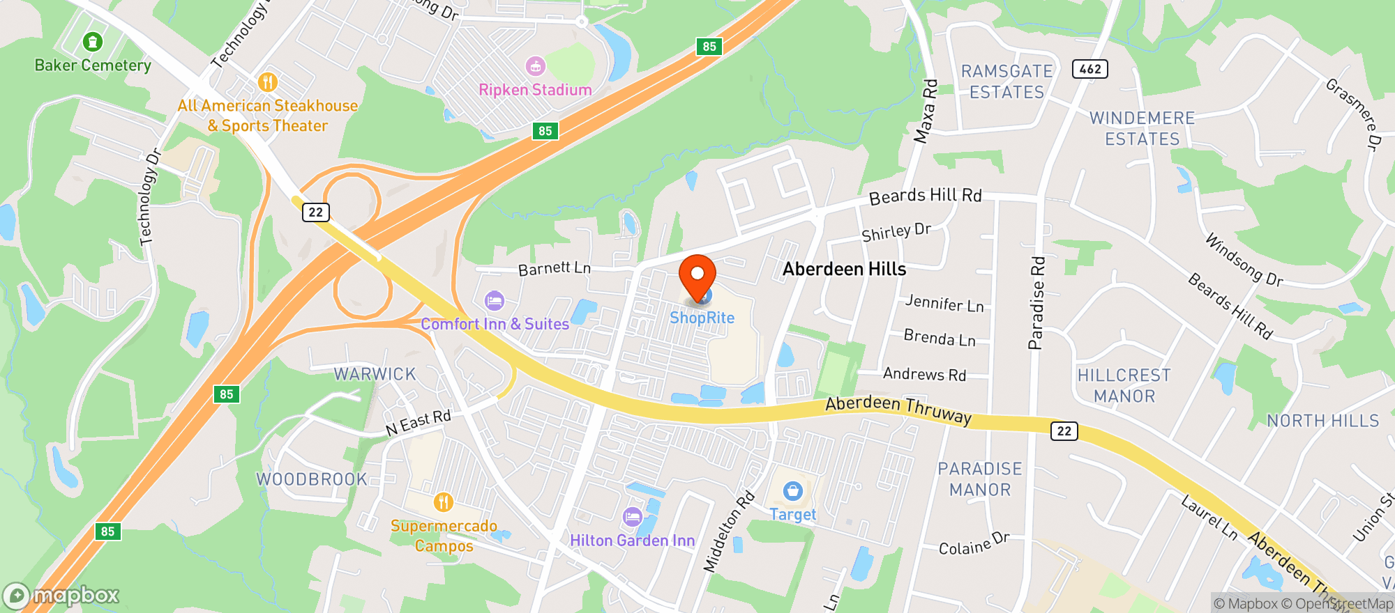 Map showing BEARDS HILL LIQUORS