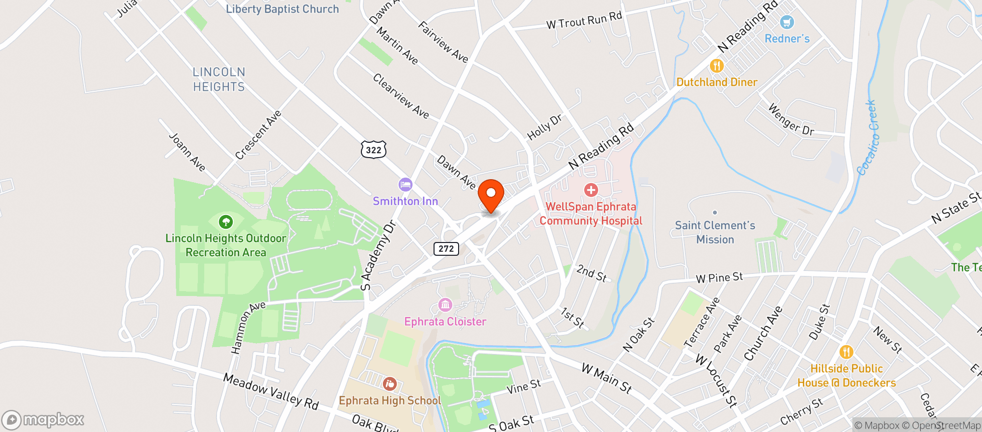 Map showing Ephrata Beverage Mart