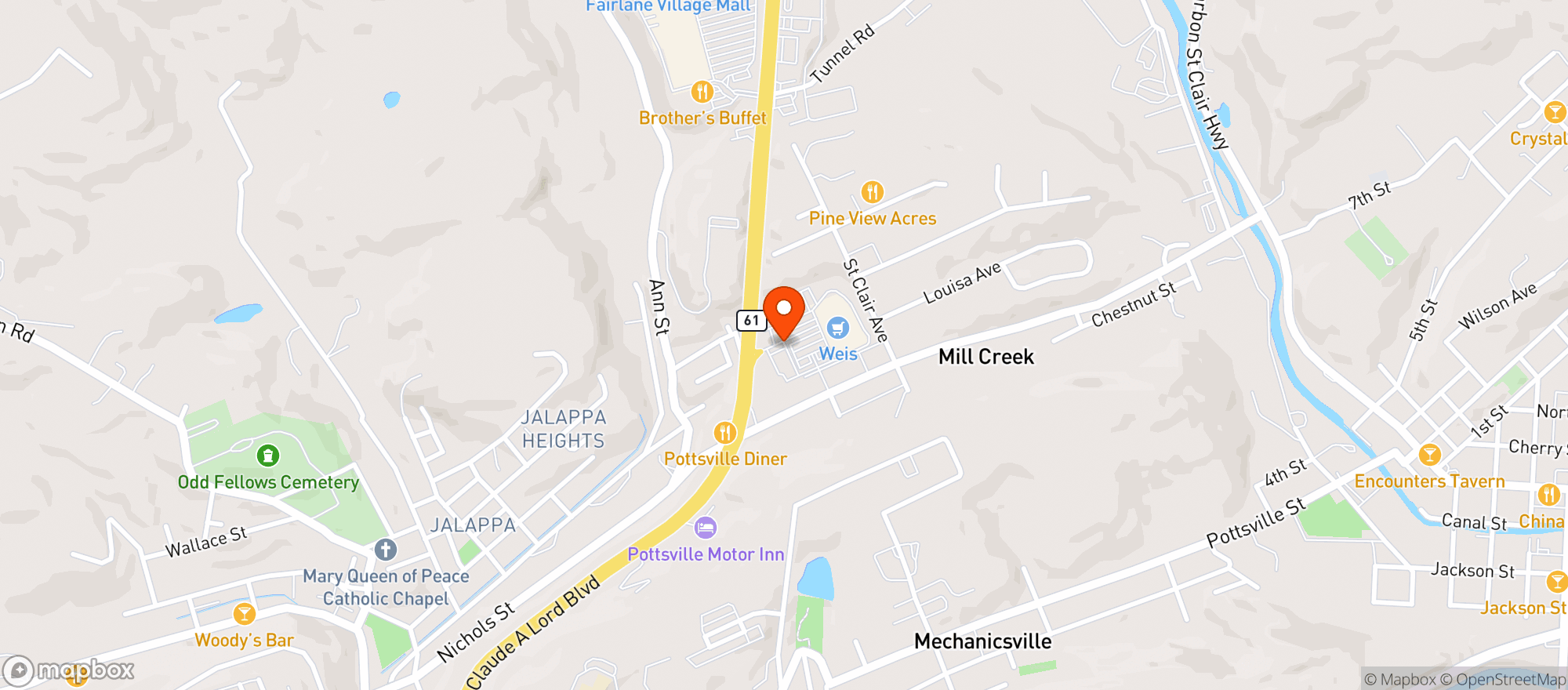 Map showing Weis Markets