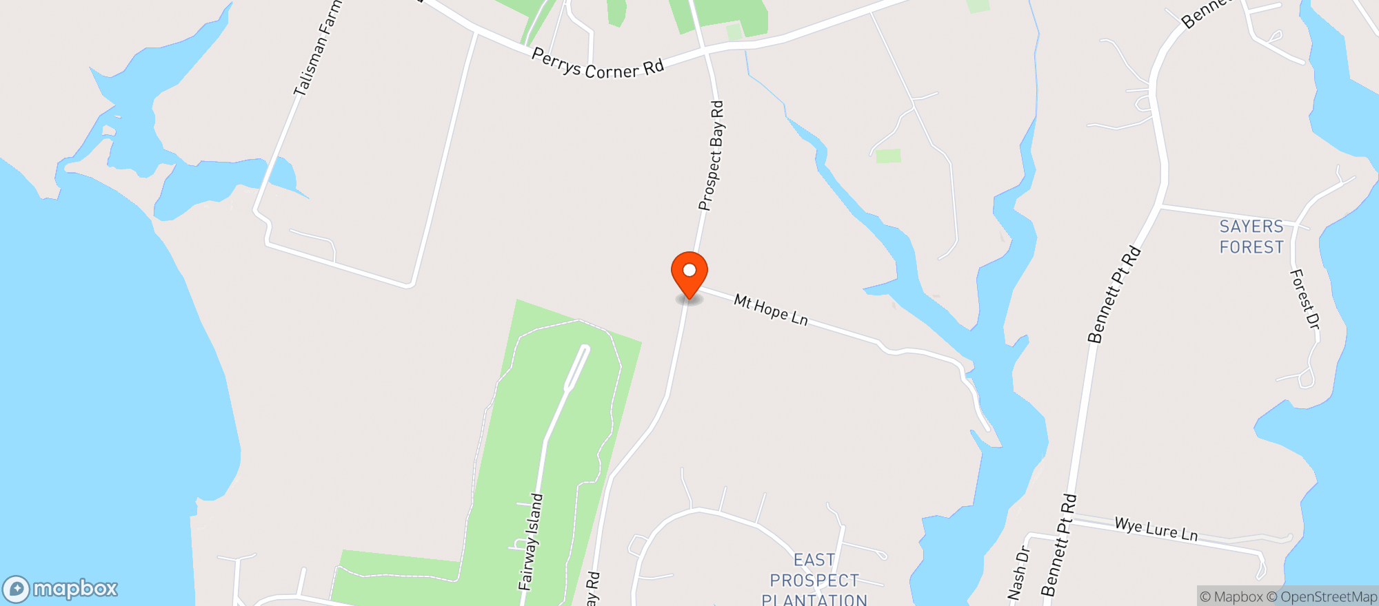 Map showing Prospect Bay Country Club