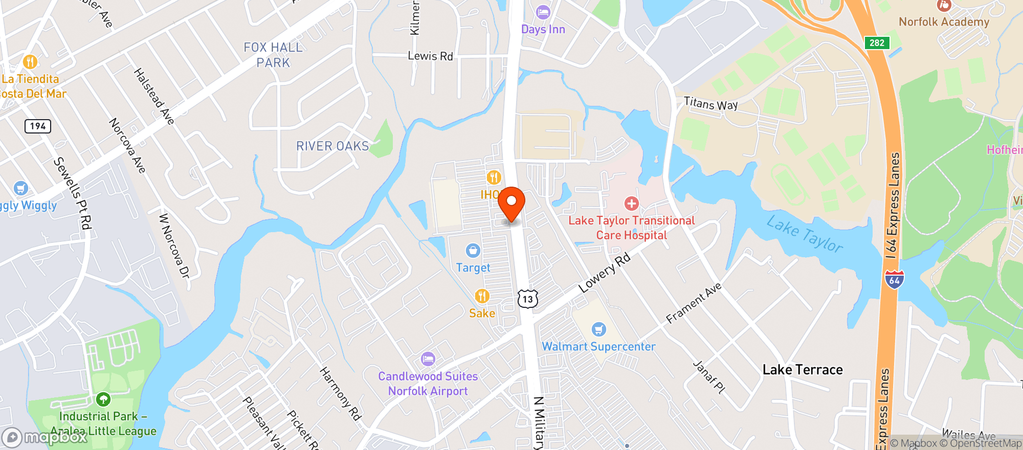 Map showing Target Store