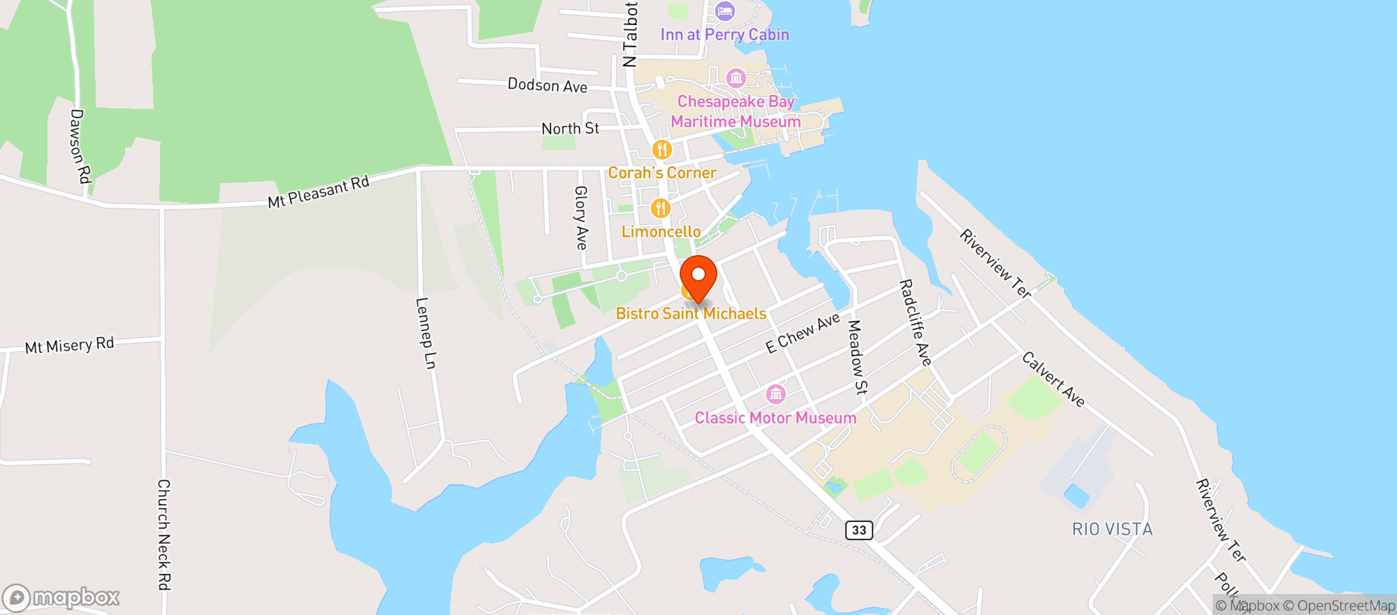 Map showing Avas Pizzeria & Wine Bar