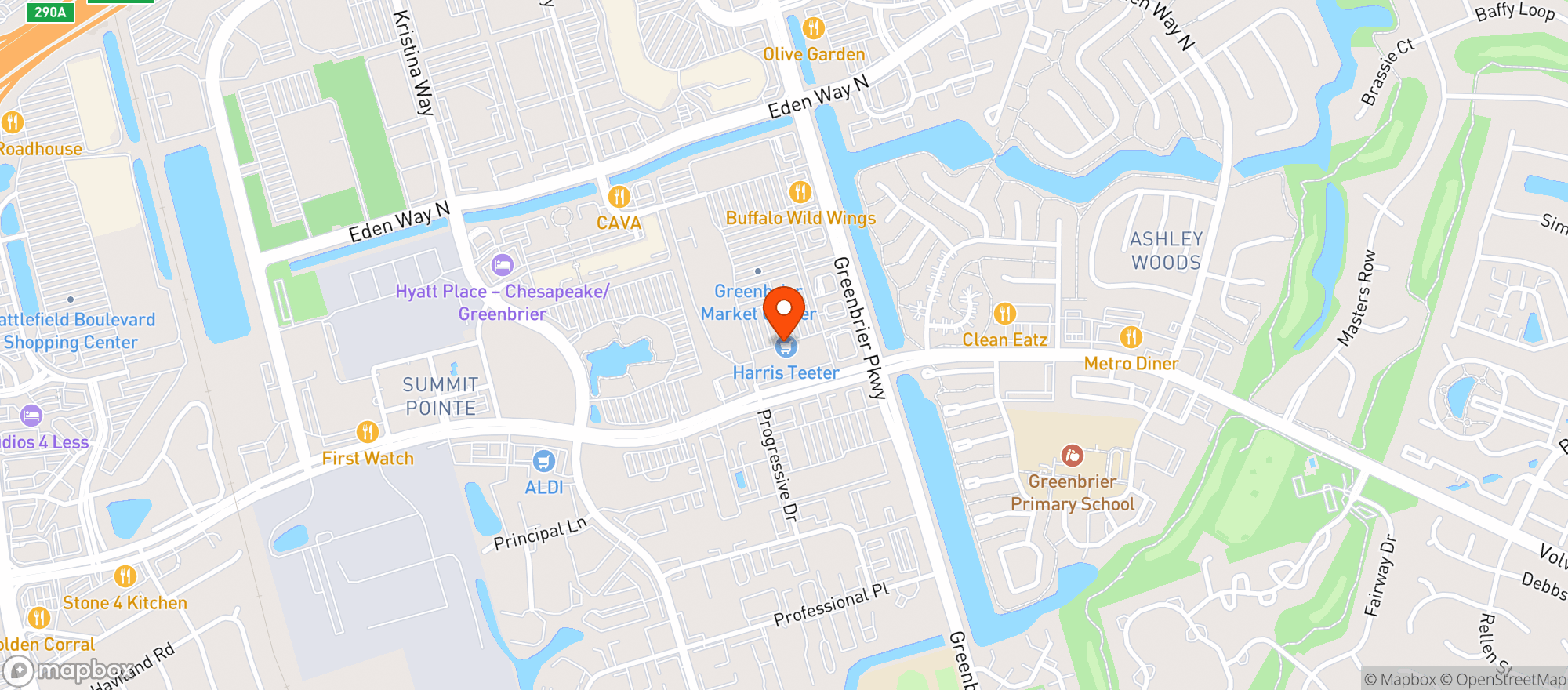 Map showing HARRIS TEETER