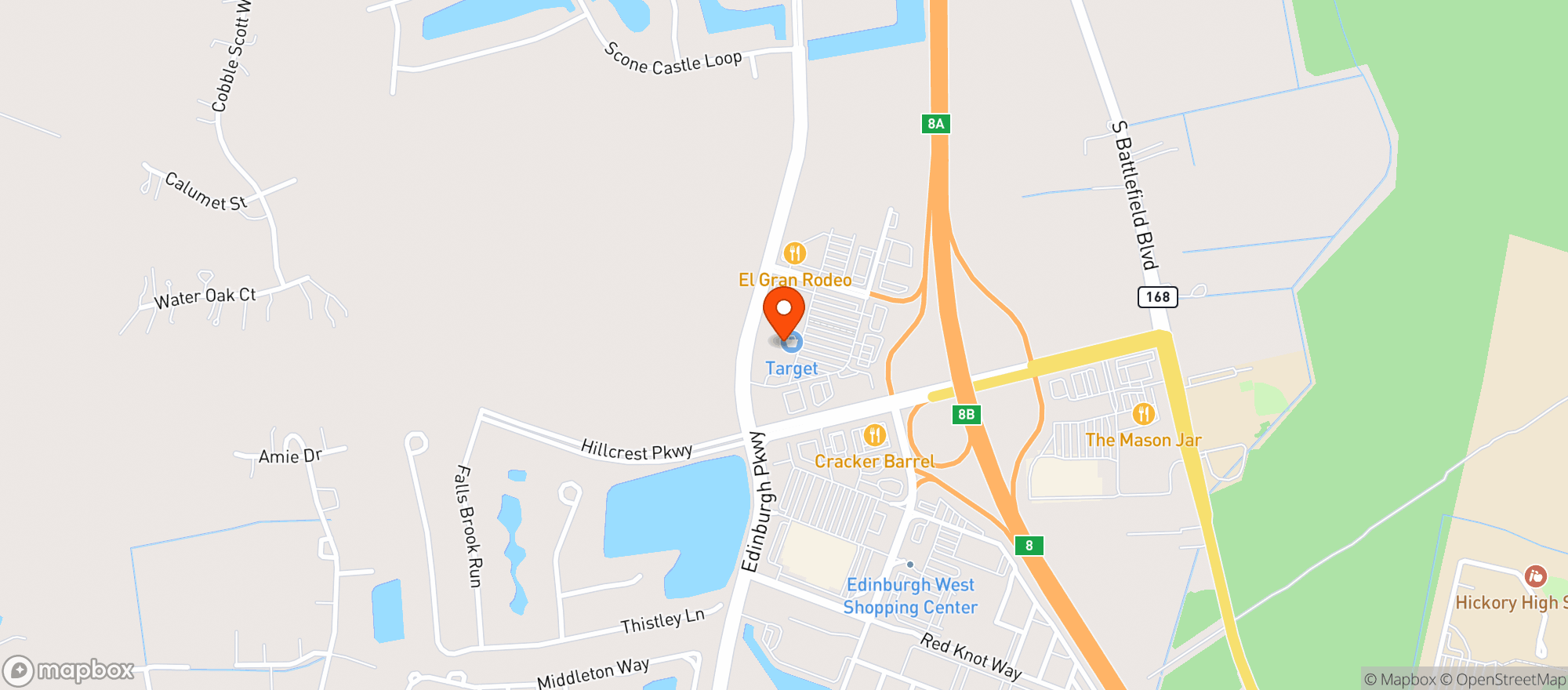 Map showing Target - Hillcrest