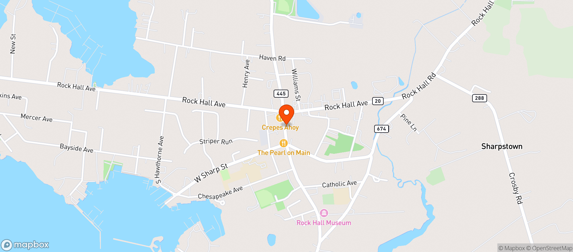Map showing ROCK HALL BREWING CO