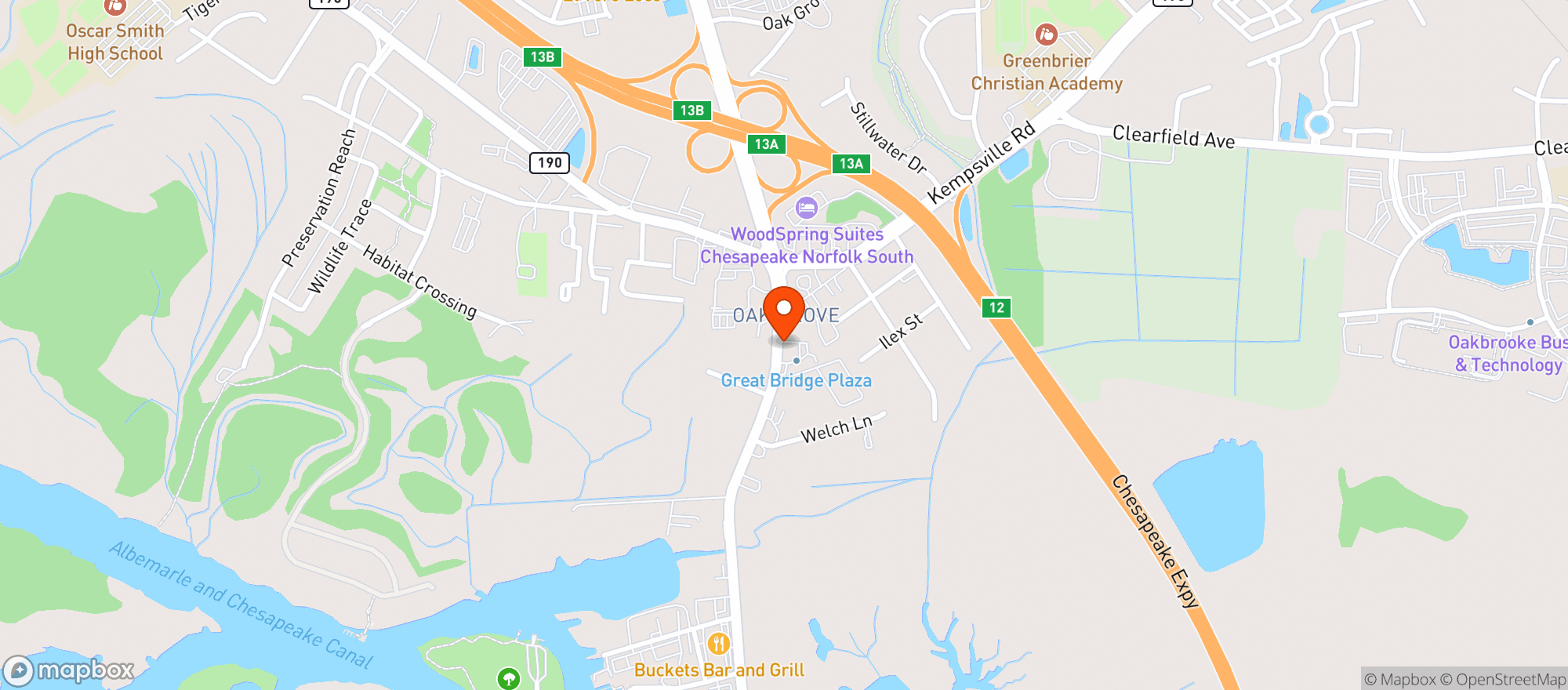 Map showing Red Bones Raw Bar & Seafood Grille
