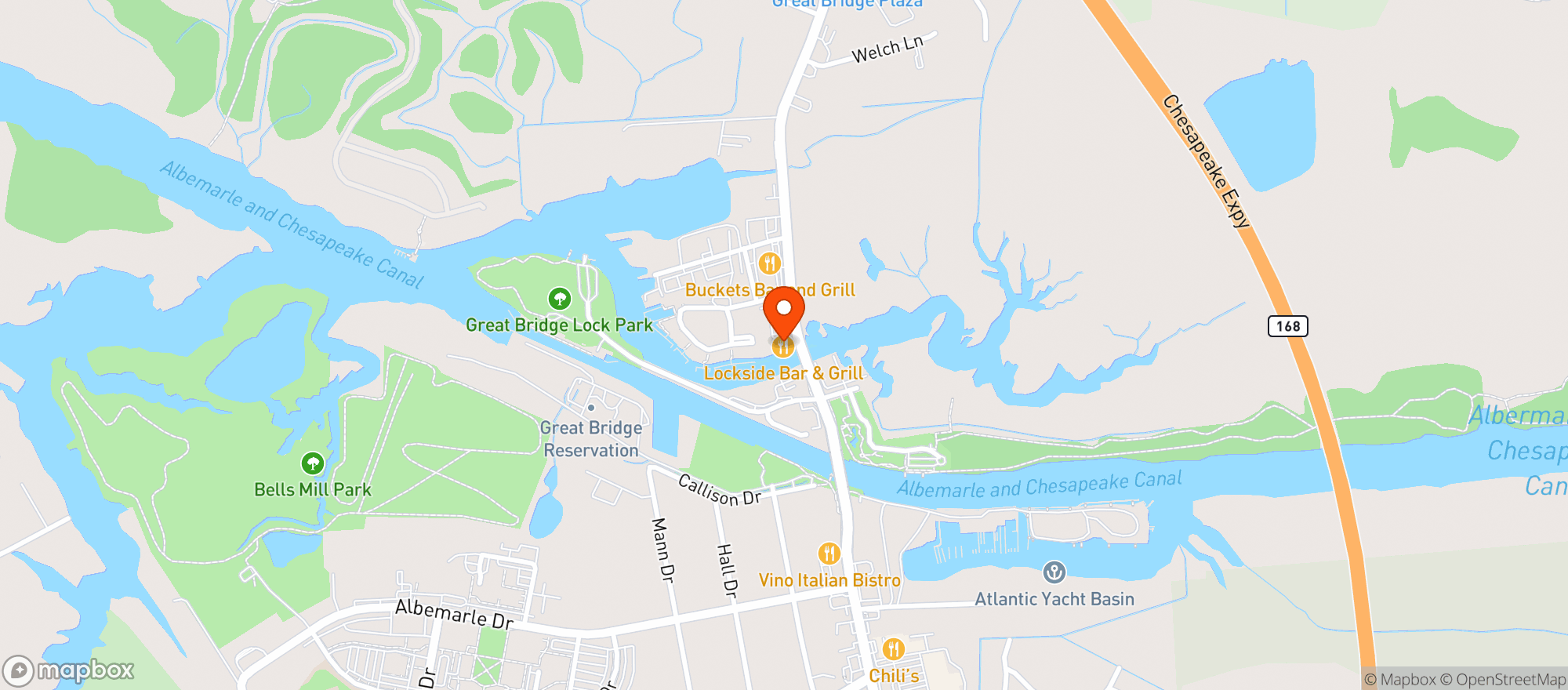 Map showing Lockside Bar & Grill