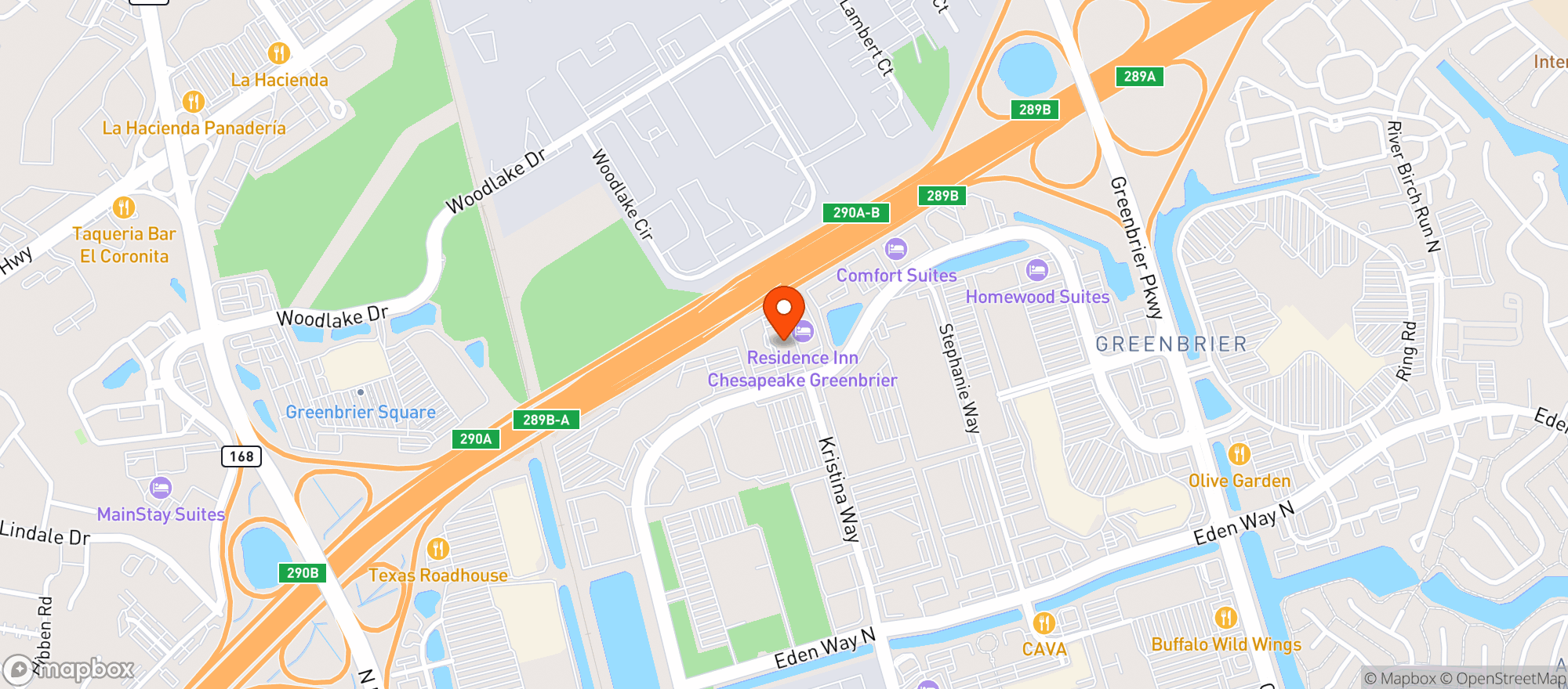 Map showing Aloft Hotels