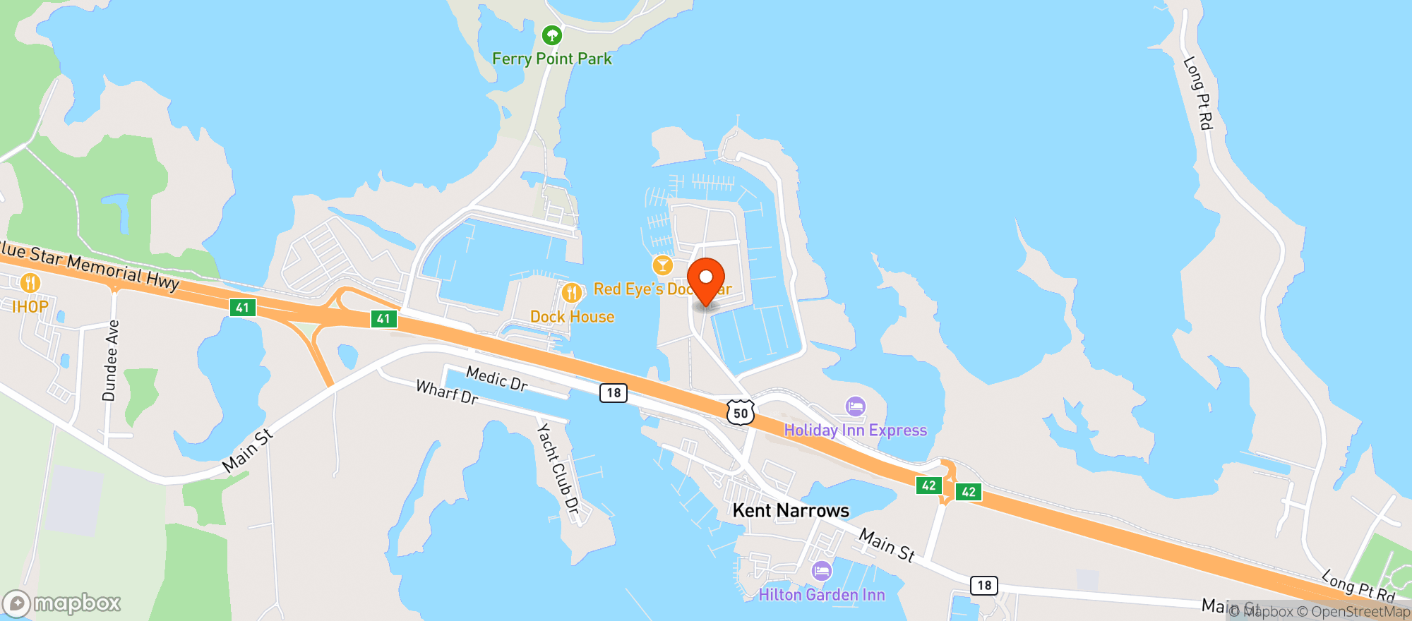 Map showing Safe Harbor Narrows Point