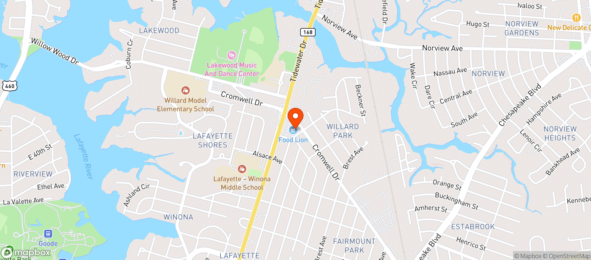Map showing Food Lion