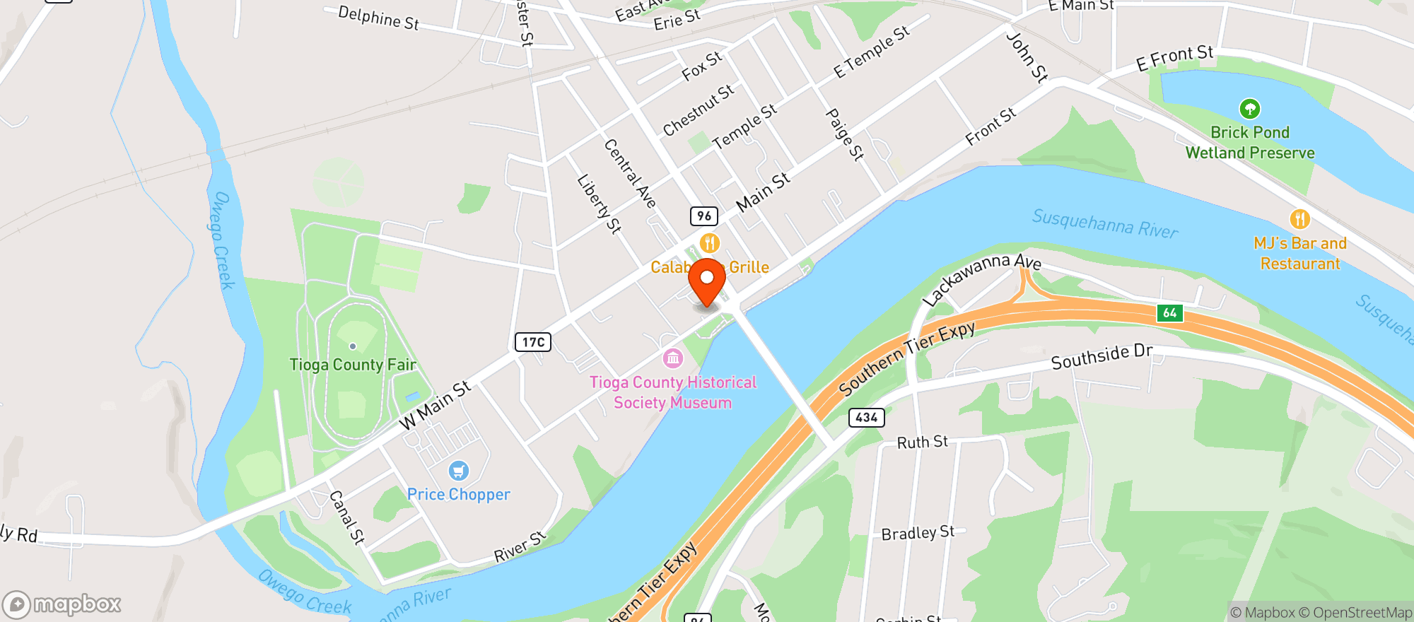 Map showing Owego Parkview Restaurant