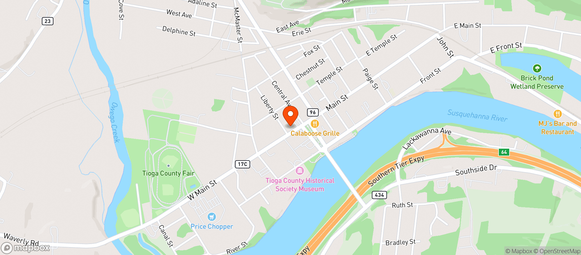 Map showing Wine Connection - Owego