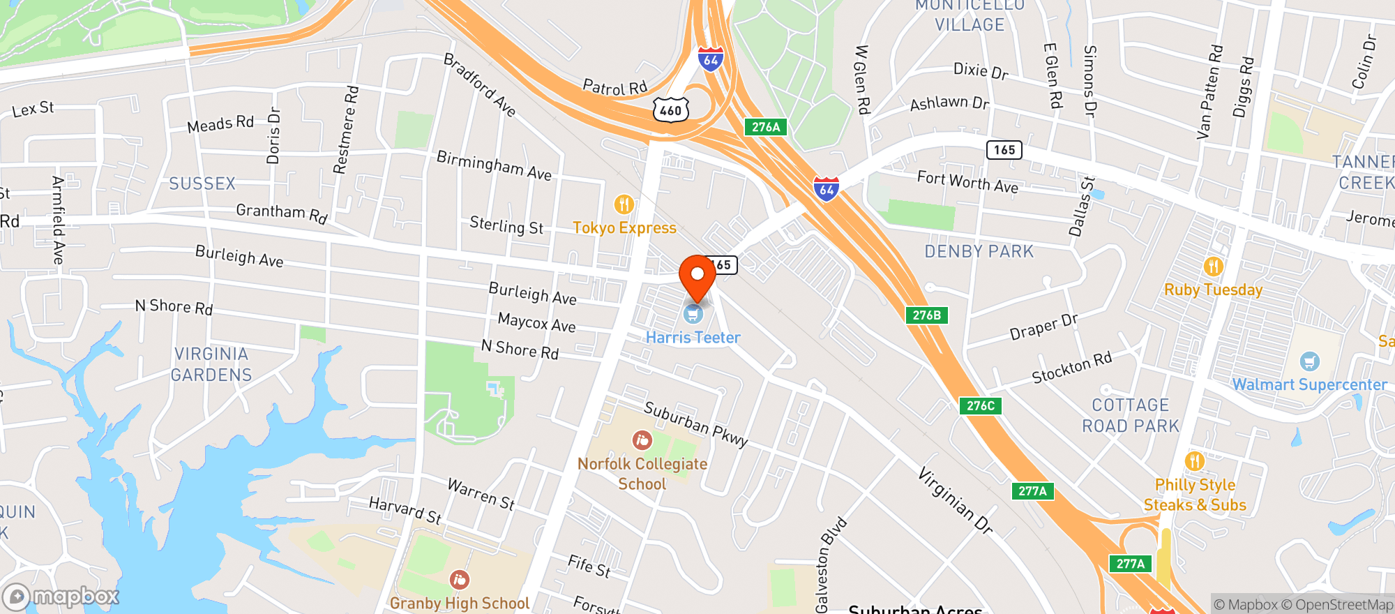 Map showing HARRIS TEETER