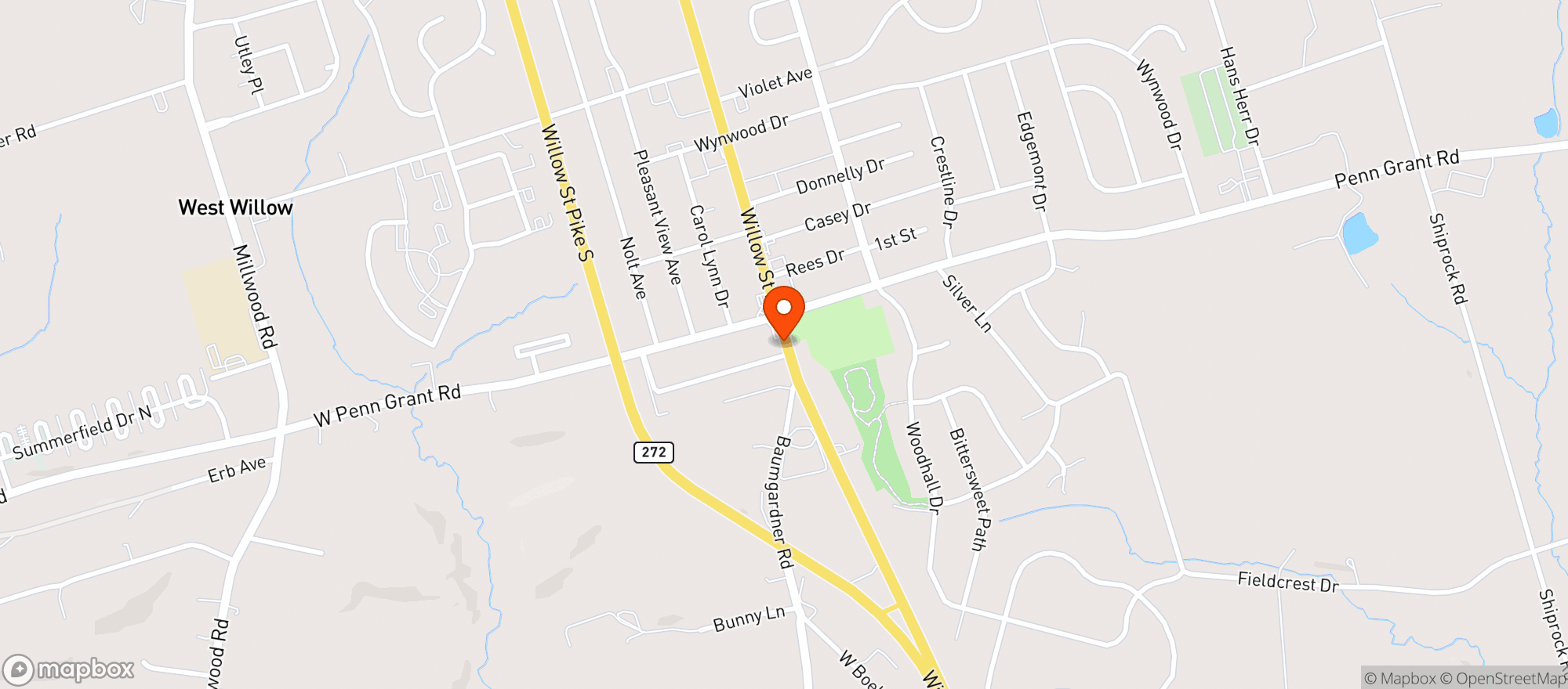Map showing Willow Street Distributors