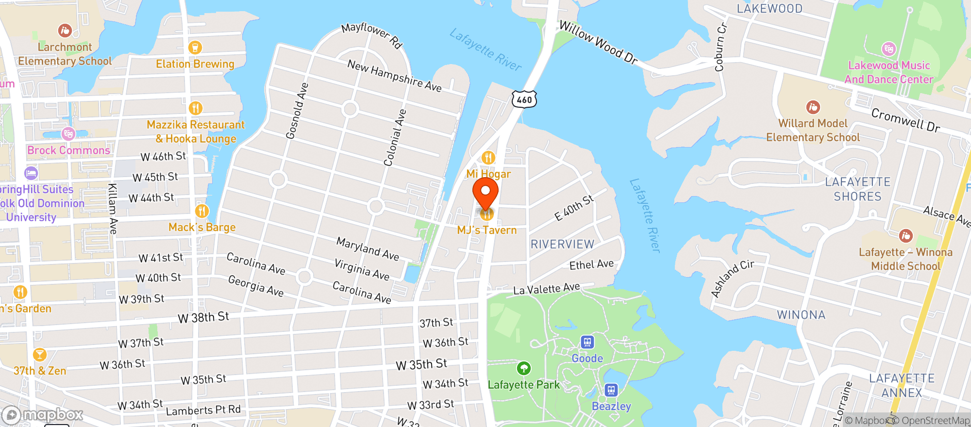 Map showing Mjs