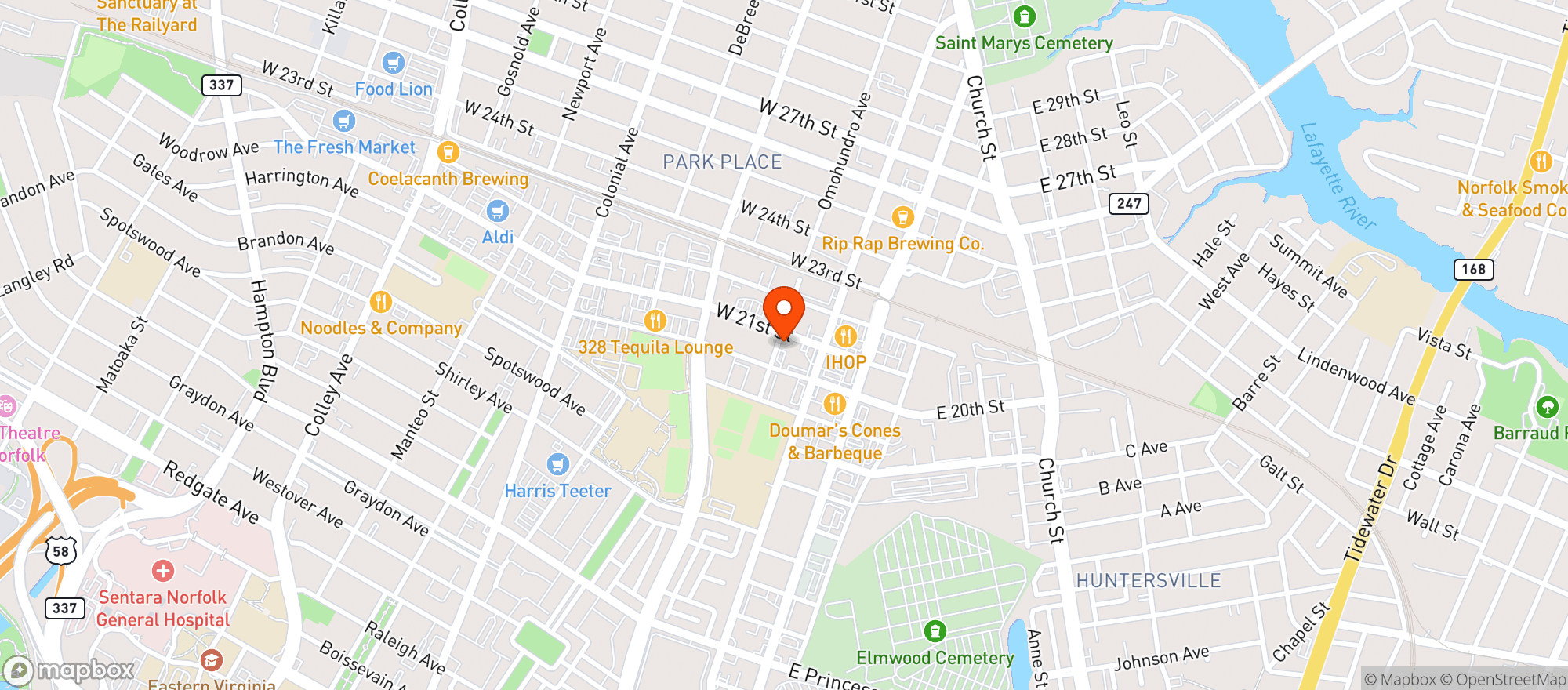 Map showing 80 20 Burger Bar