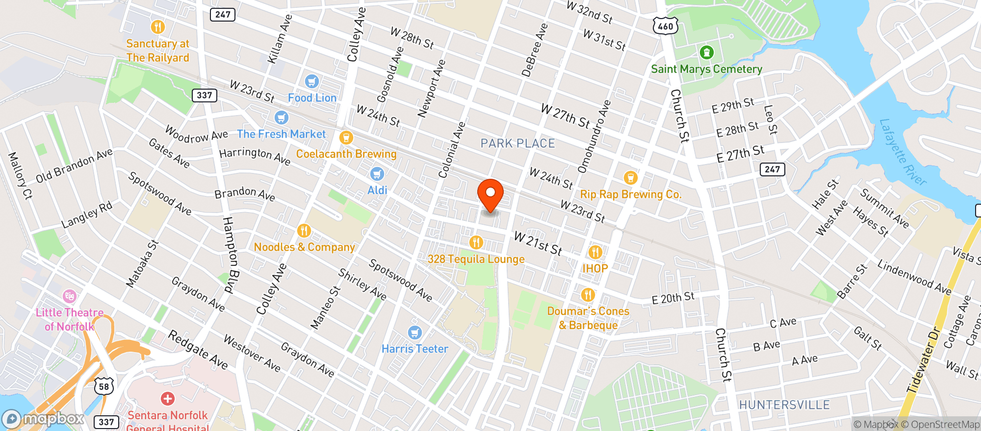 Map showing Bakers Crust
