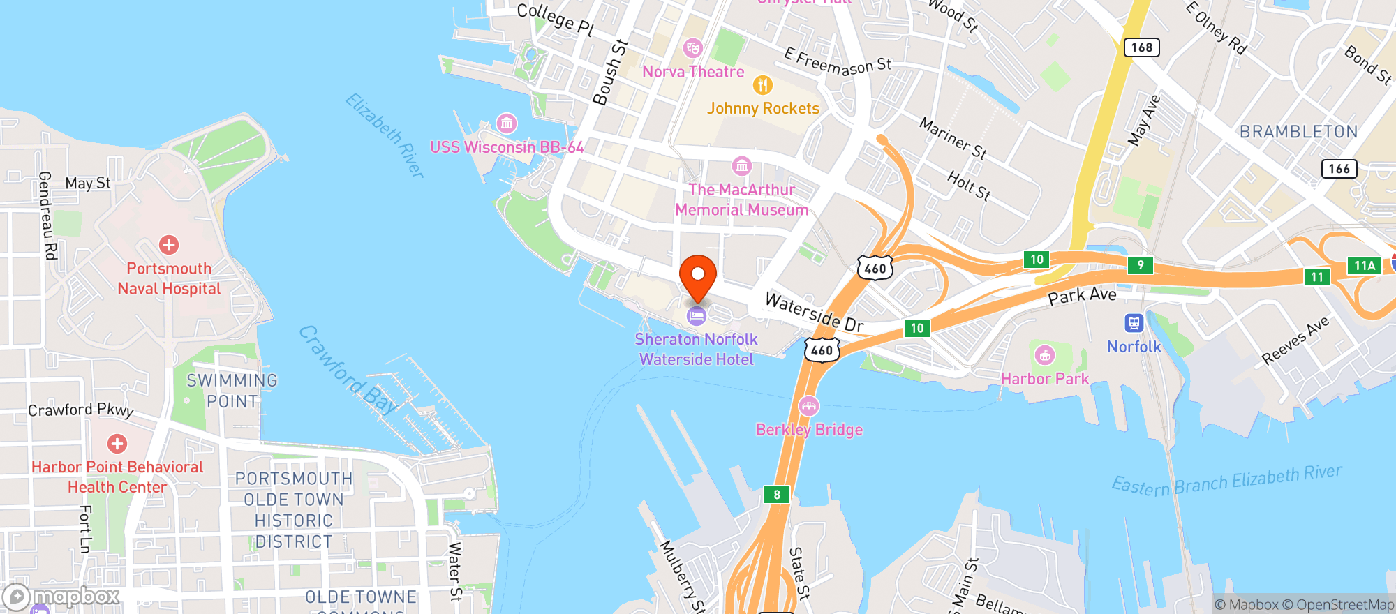 Map showing Sheraton Hotels & Resorts