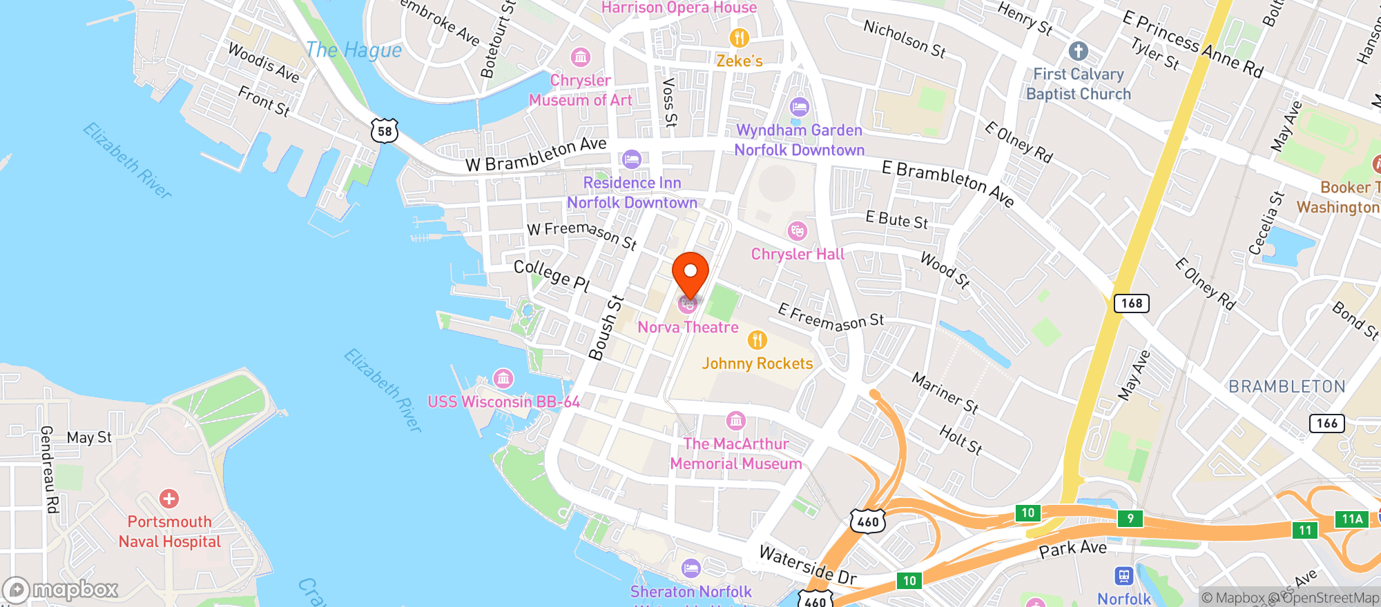 Map showing The Norva