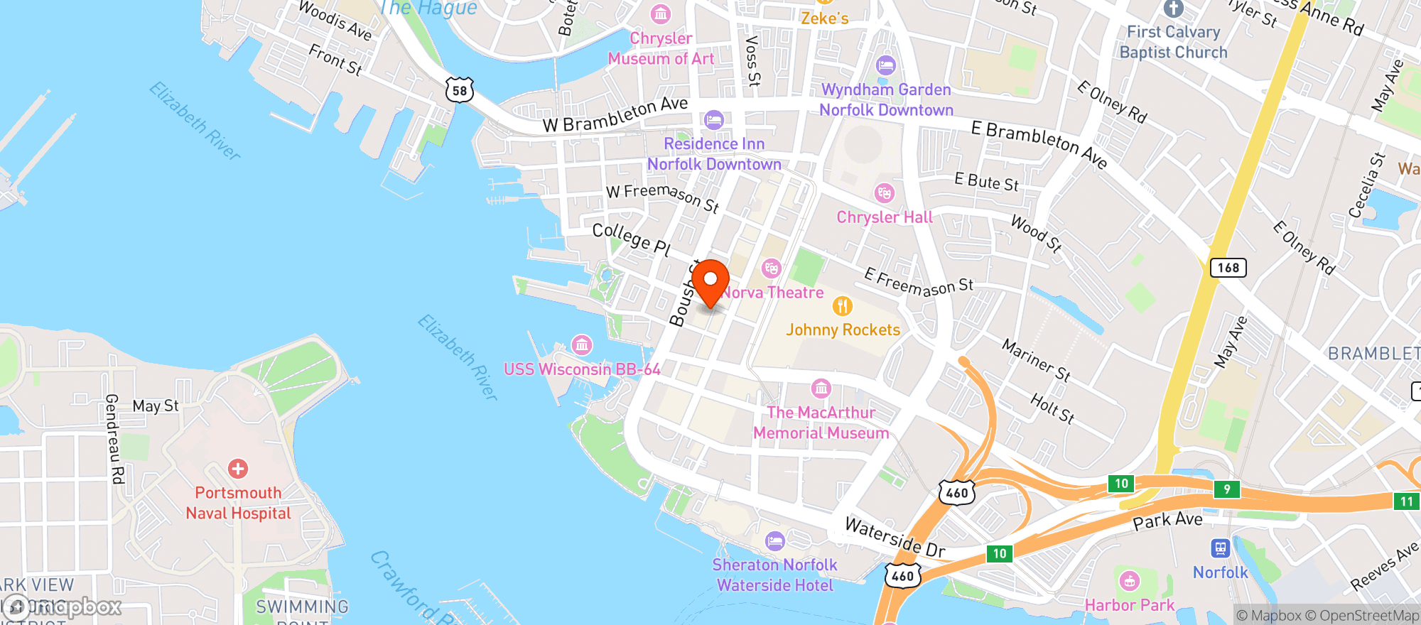 Map showing Big Easy Grill & Oyster Bar