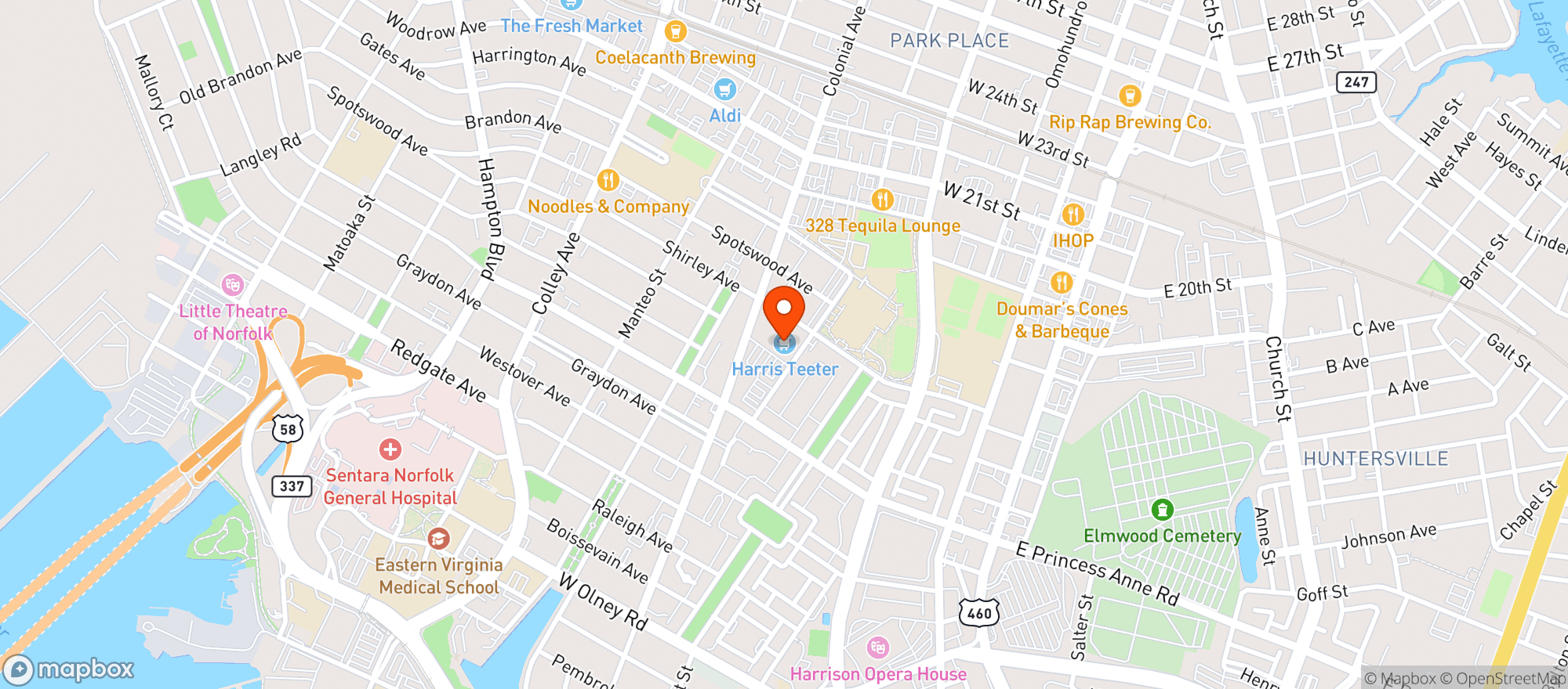 Map showing HARRIS TEETER (NORFOLK)