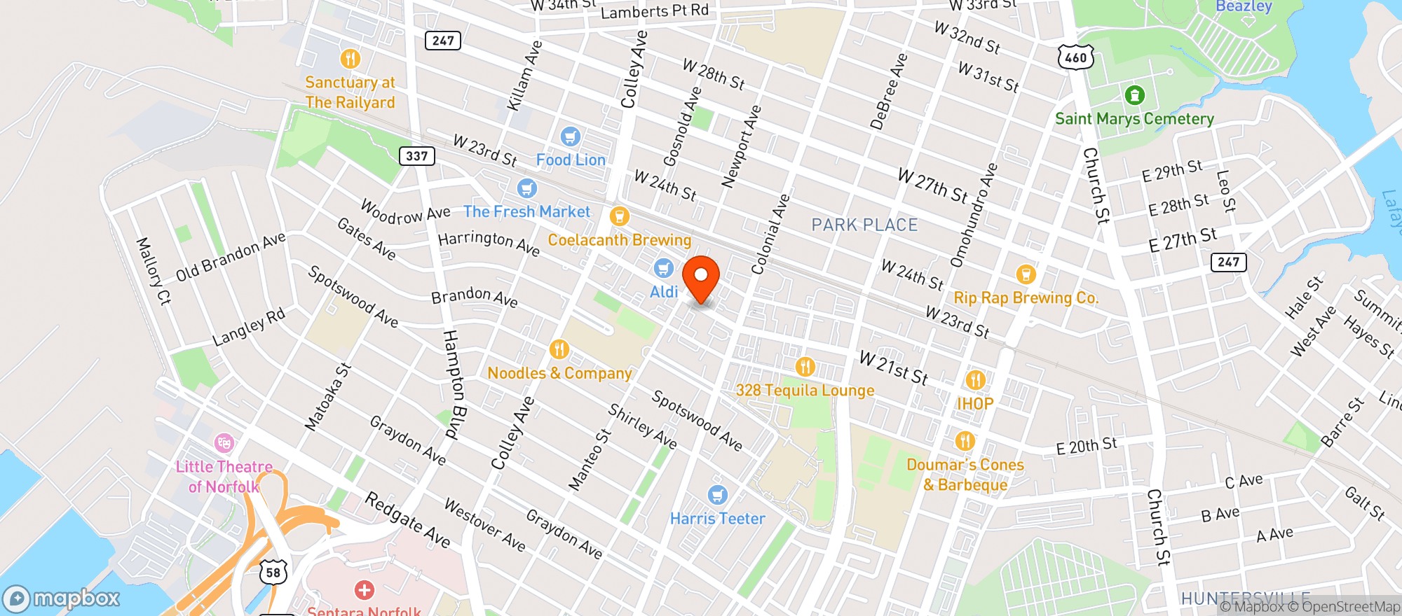 Map showing Katana Japanese Restaurant