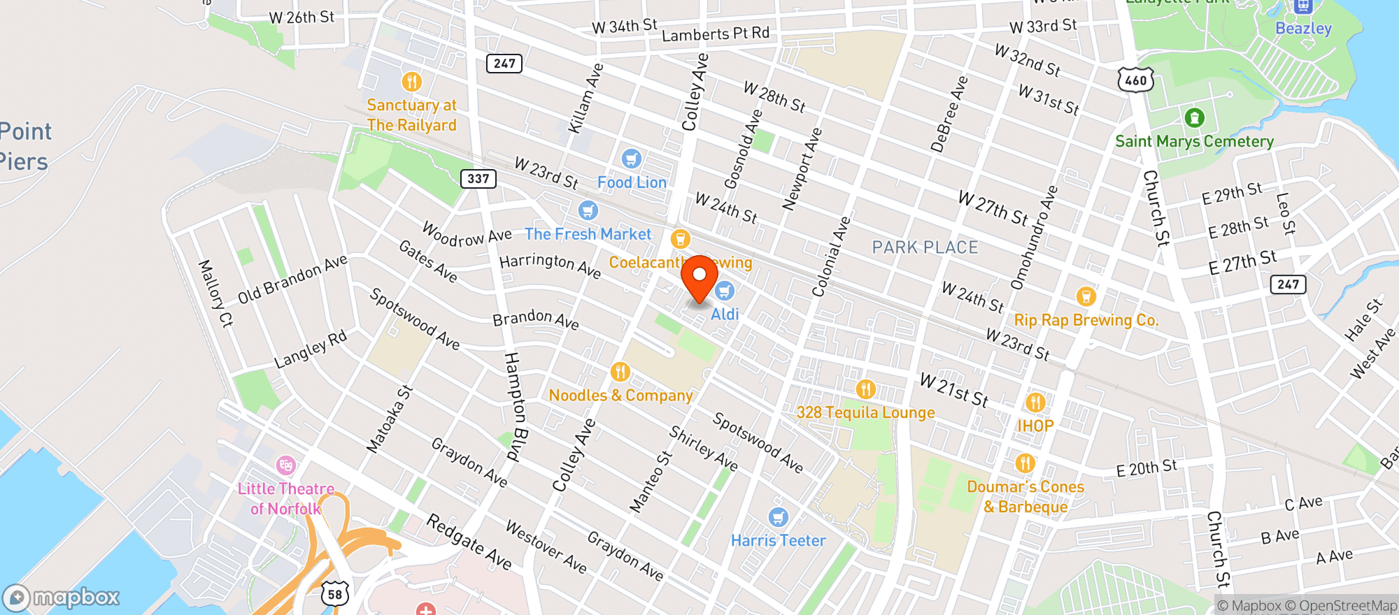 Map showing Vitamin Shoppe - Norfolk