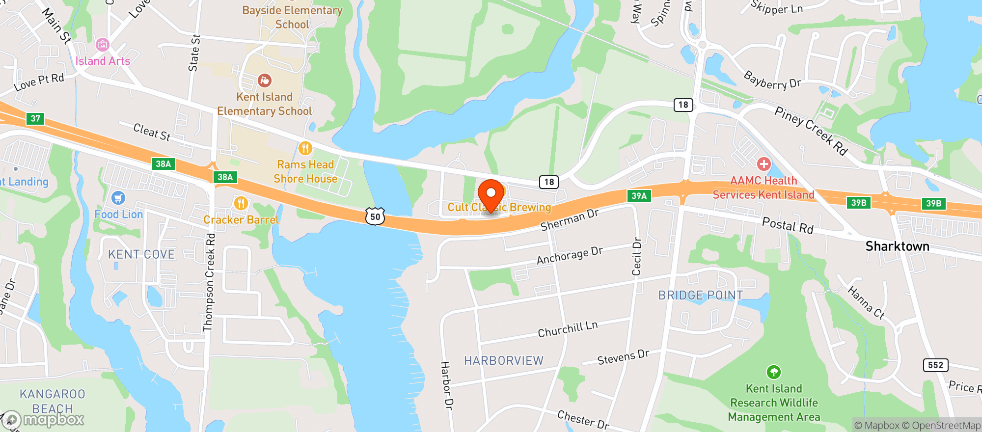 Map showing Cult Classic Brewing