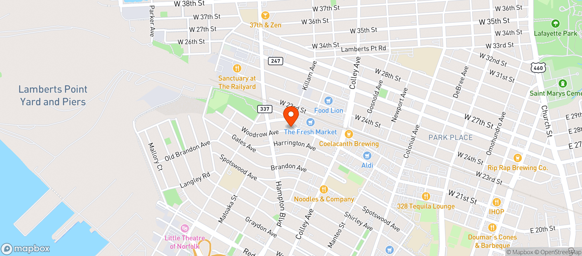 Map showing Taphouse Grill