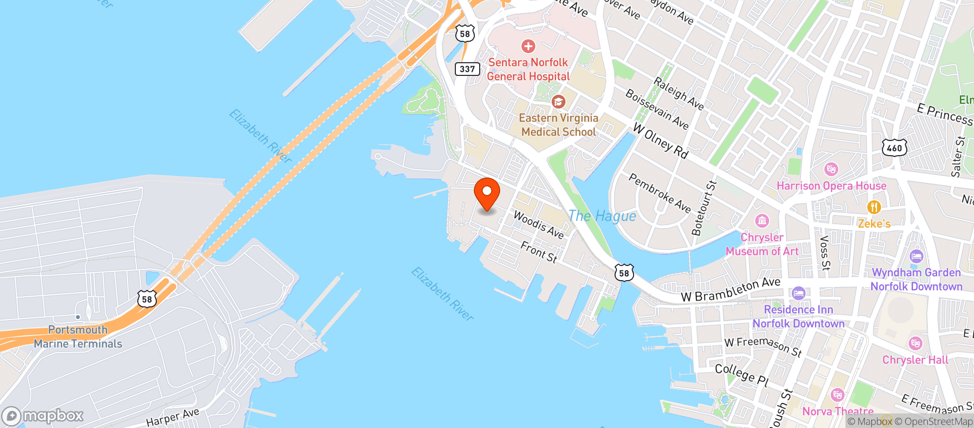 Map showing Harbors Edge