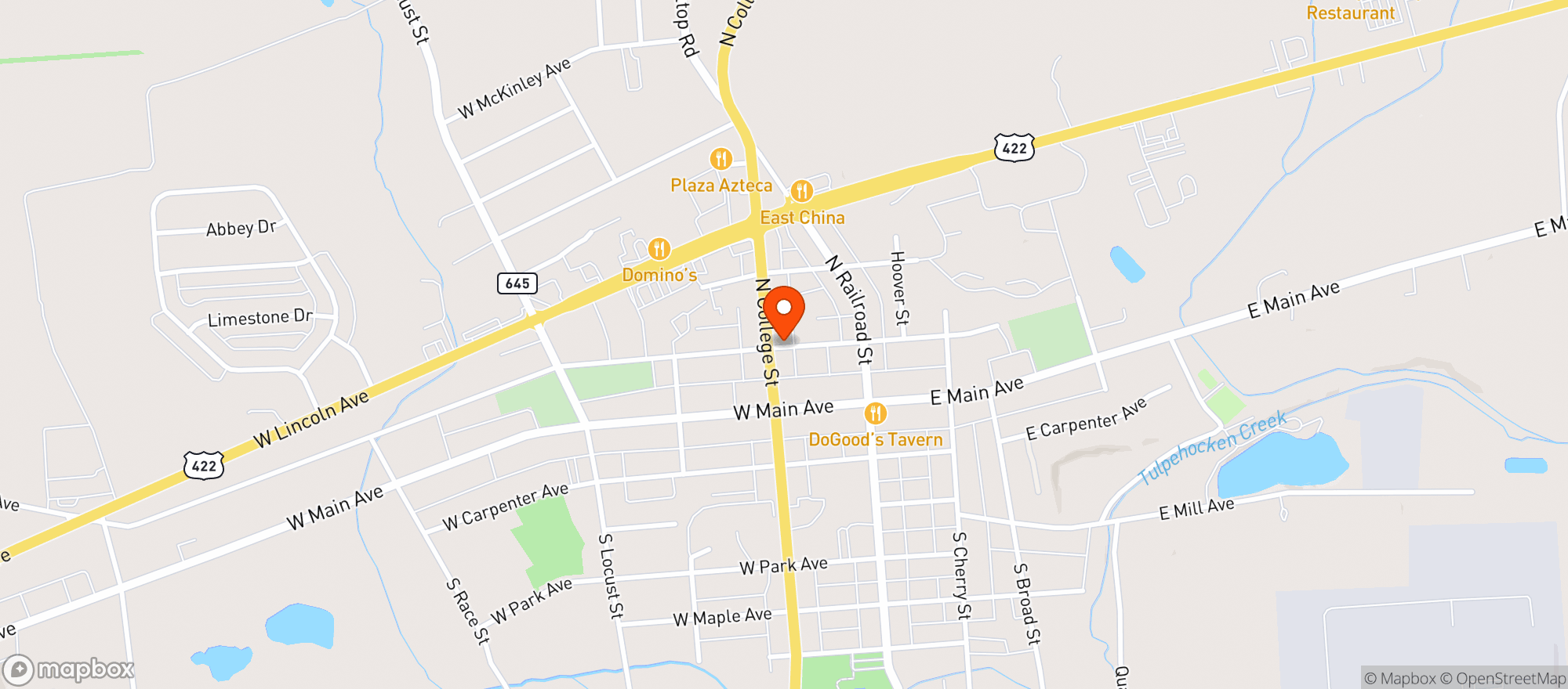 Map showing MYERSTOWN BEVERAGE INC