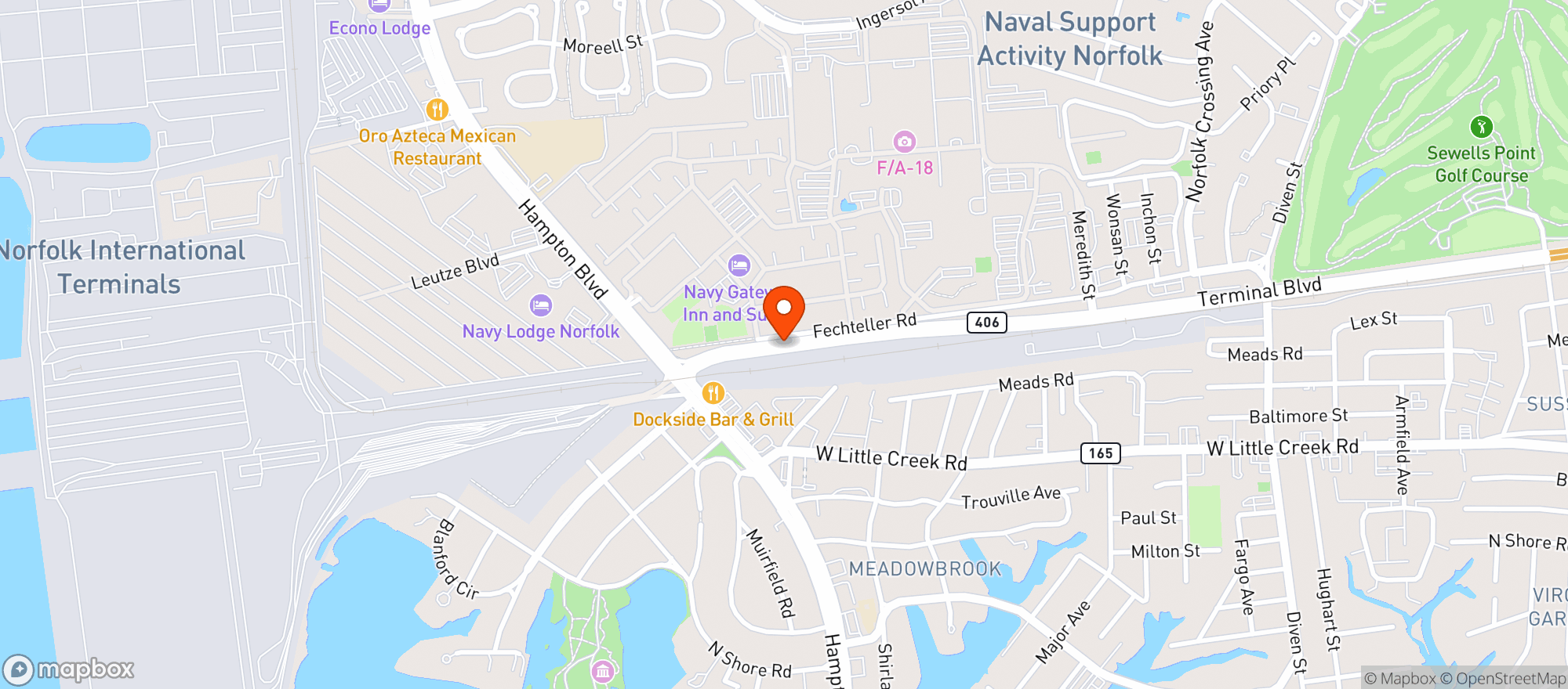 Map showing Marine Corps Exchange