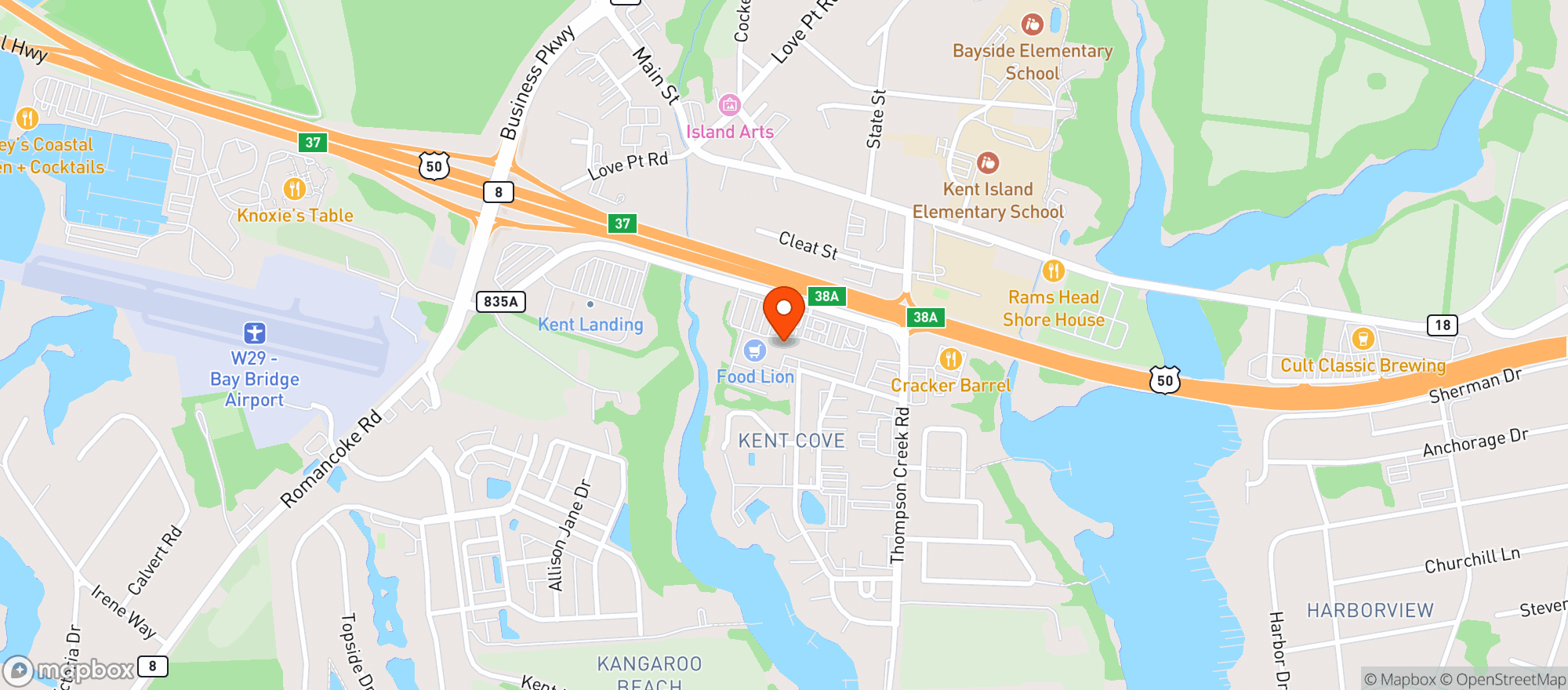 Map showing Thompson Creek Liquors