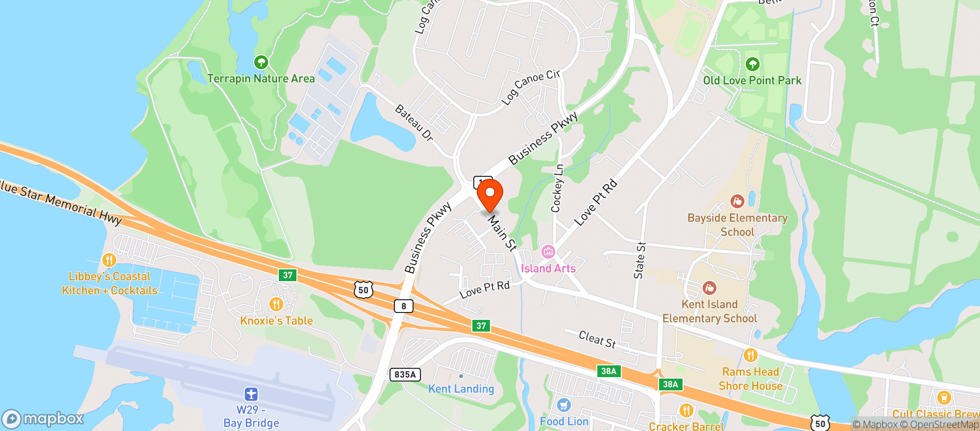 Map showing Love Point Wine & Spirits