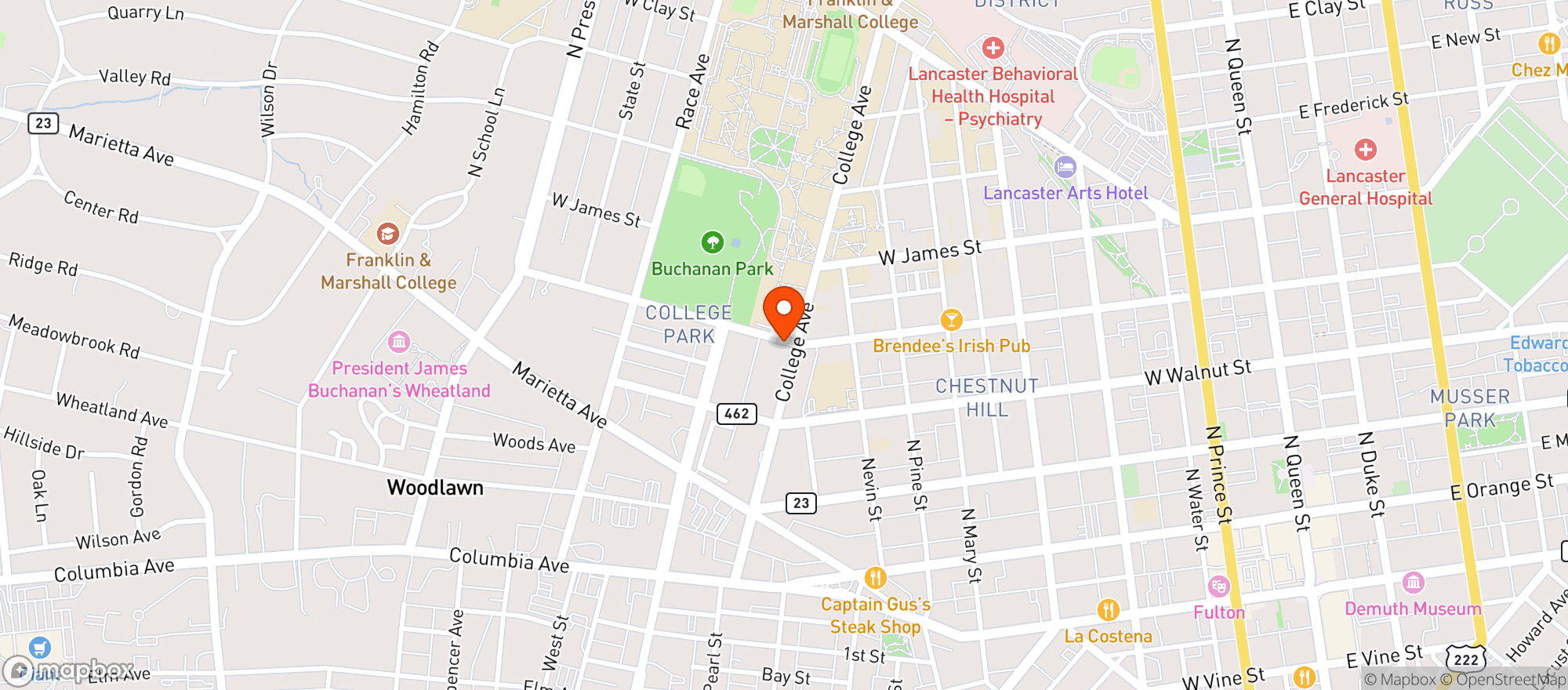 Map showing West Art Bar