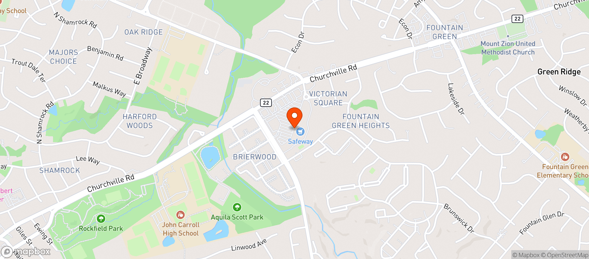 Map showing GREENBRIER WINE & SPIRITS