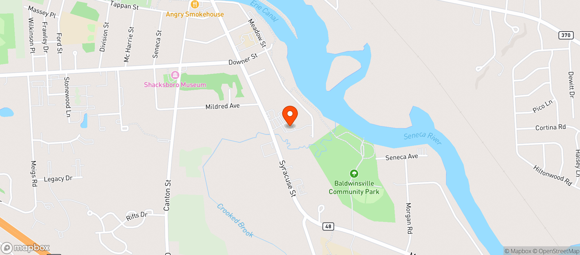 Map showing AK Liquors - Baldwinsville