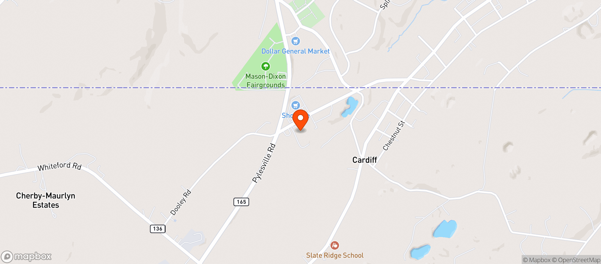 Map showing Whiteford Beer Wine & Spirits