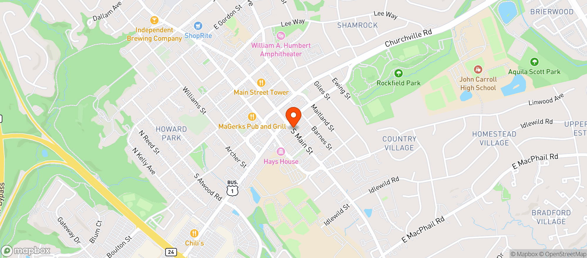 Map showing Bel Air Liquors